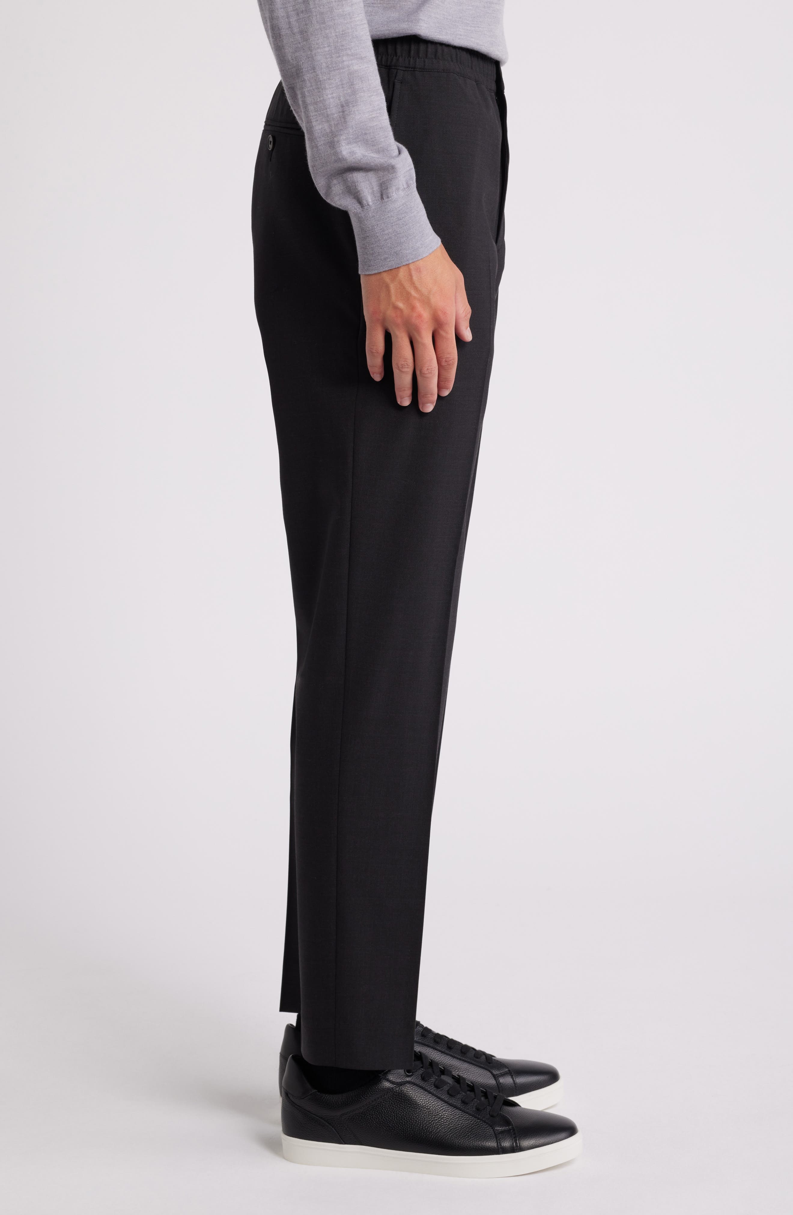 Theory Larin Wrinkle Resistant Virgin Wool Blend Pants in Hickory Melange at Nordstrom - 3