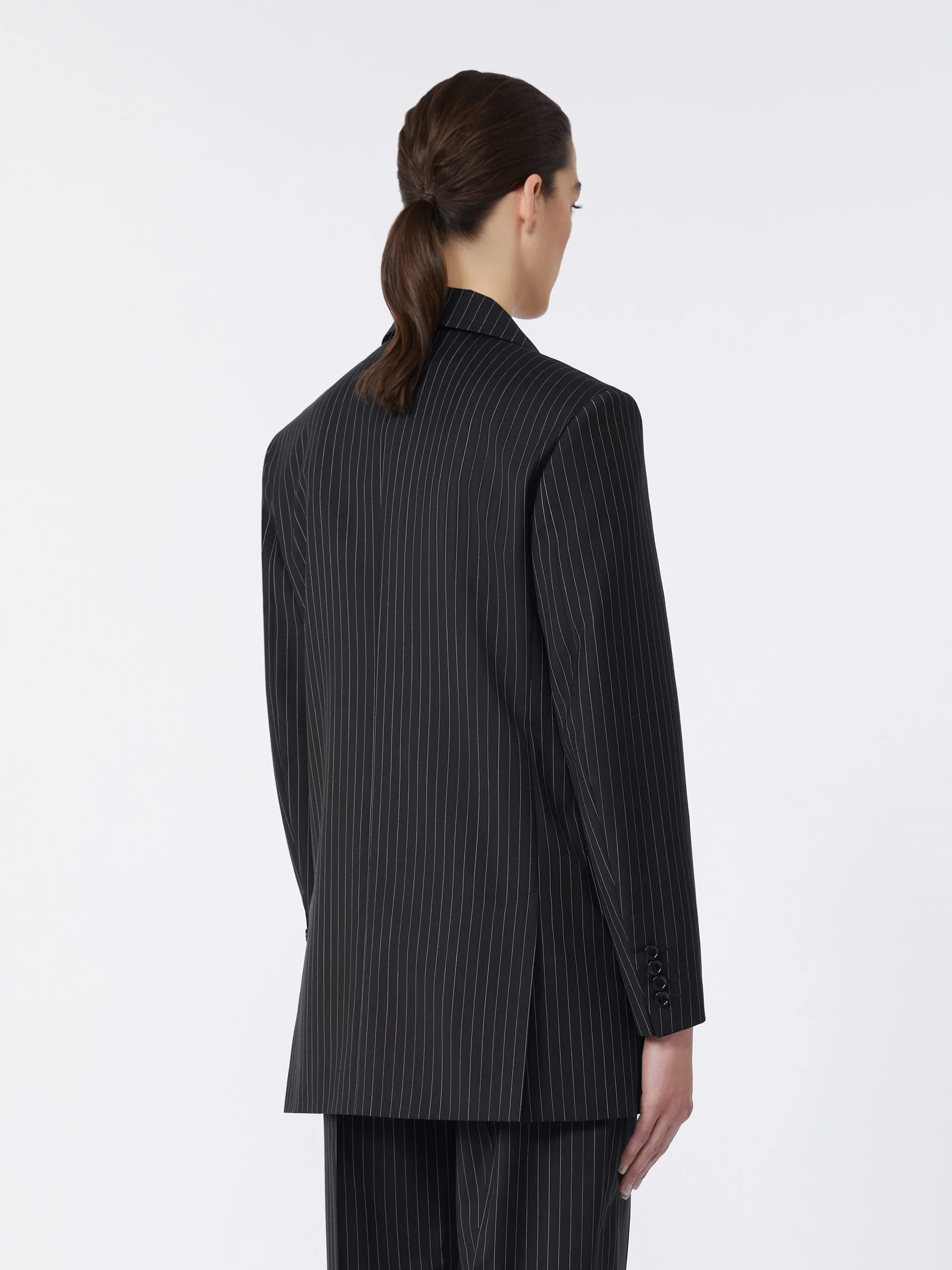 Max Mara MATTIA Double-breasted pinstripe wool blazer  display picture 1