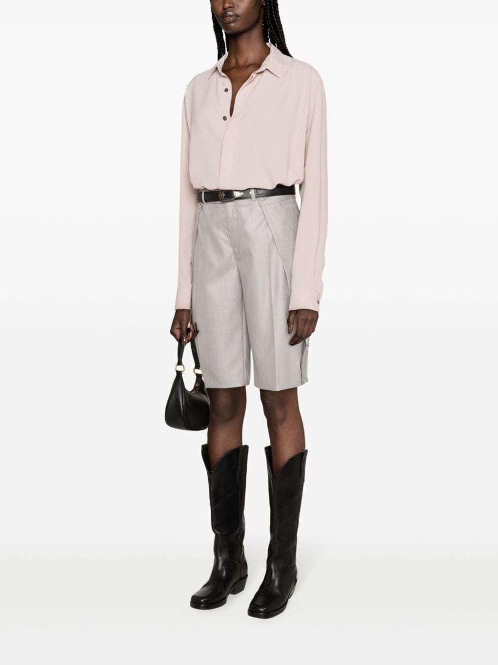 classic-collar crepe shirt - 3