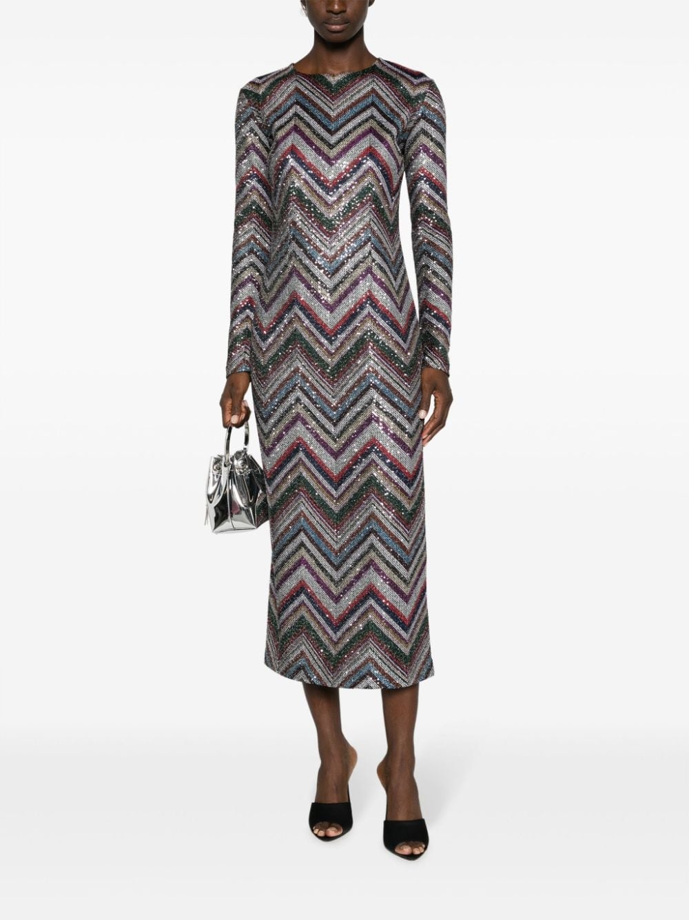 zigzag sequin-embellished midi dress - 2