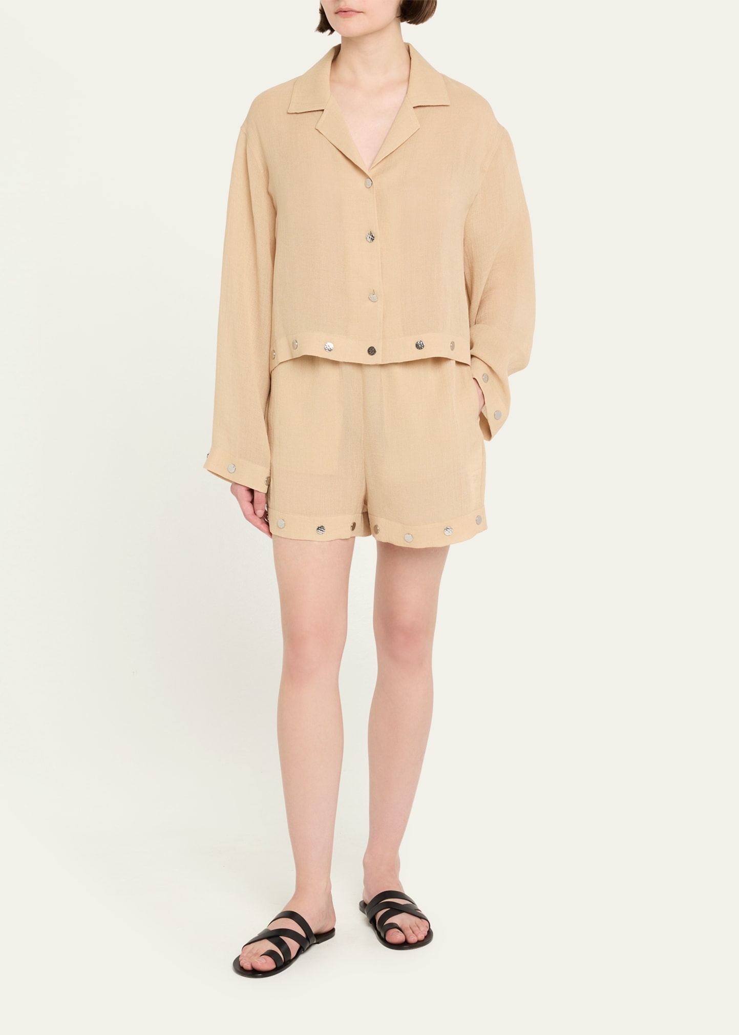 Dylla Studded Gauze Shorts - 2