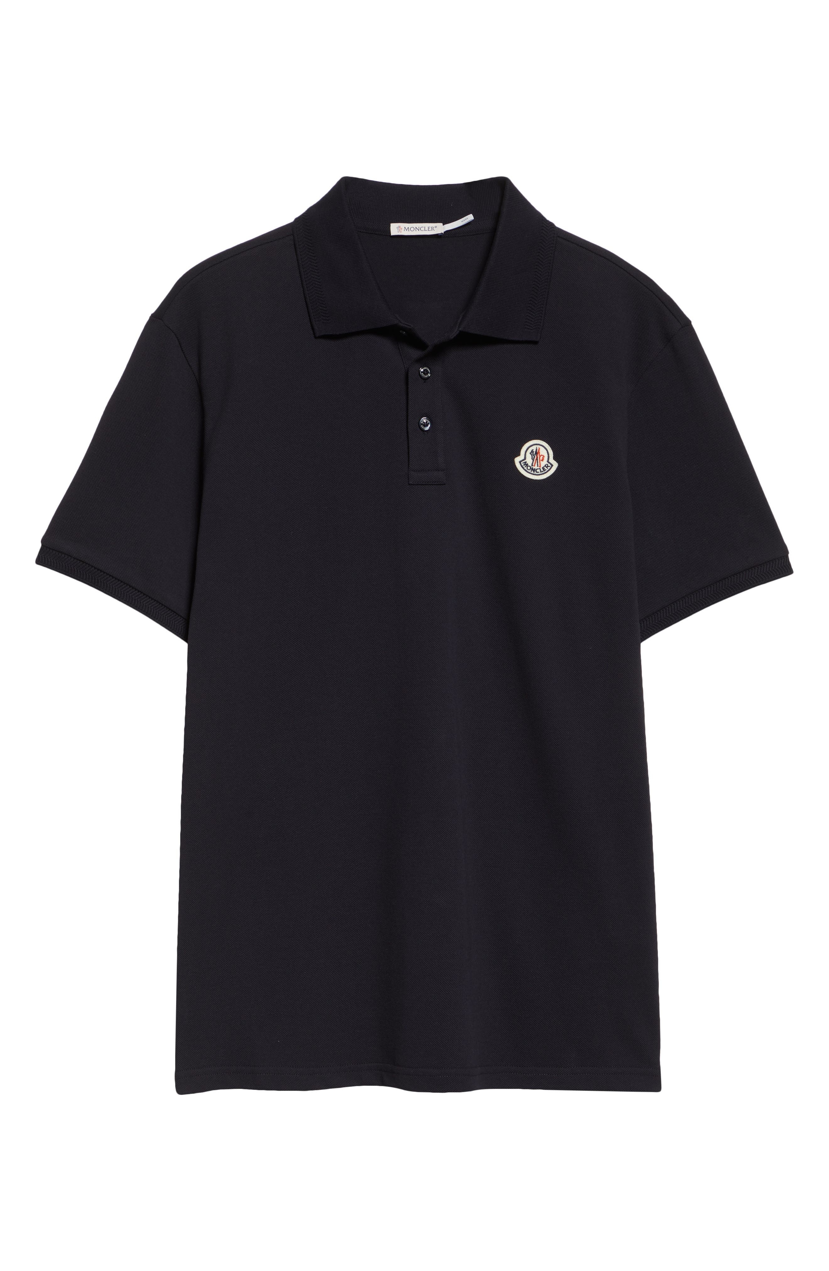 Moncler Logo Patch Cotton Piqué Polo in Blue at Nordstrom - 5