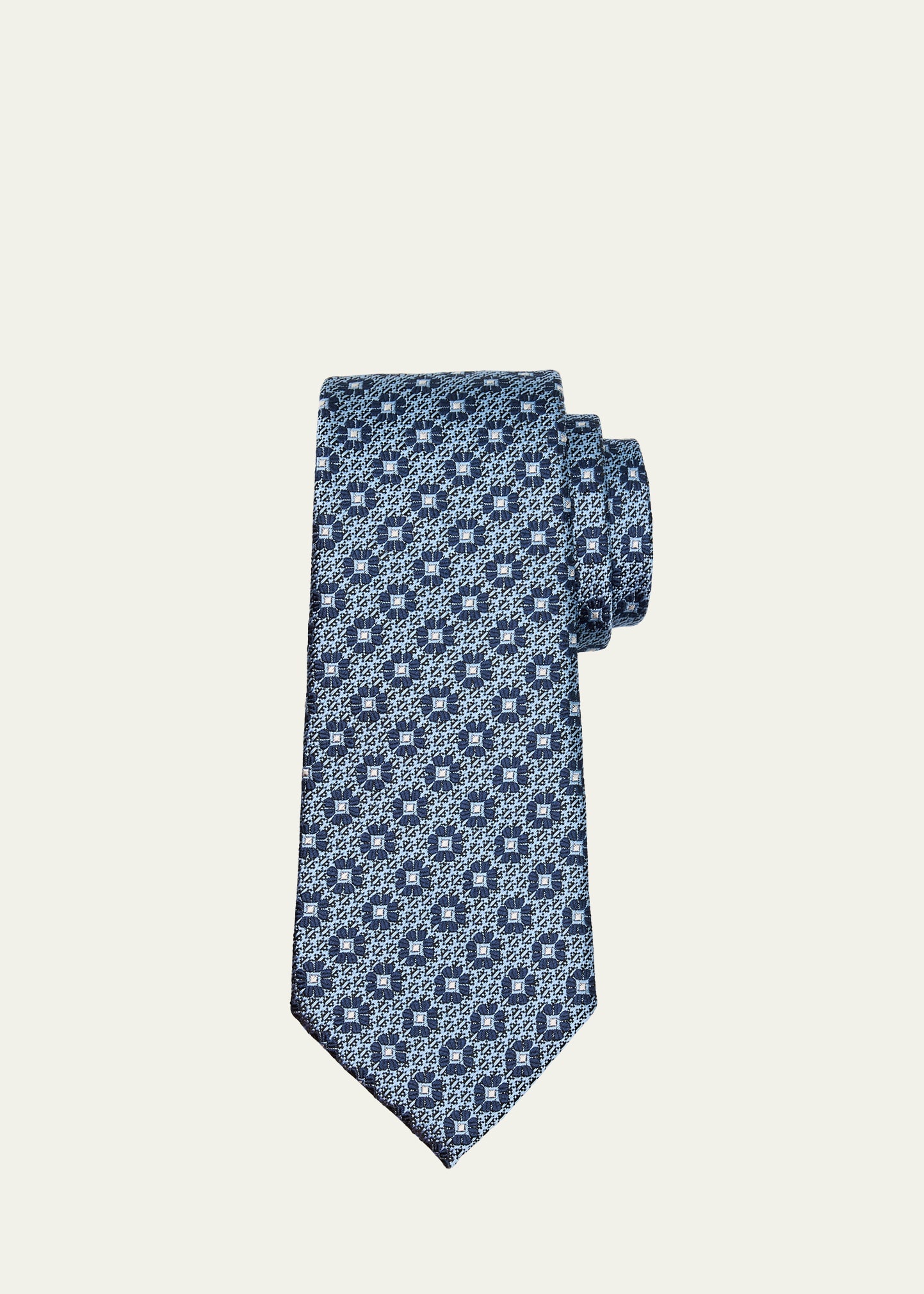 Men's Medallion Silk Jacquard Tie - 1