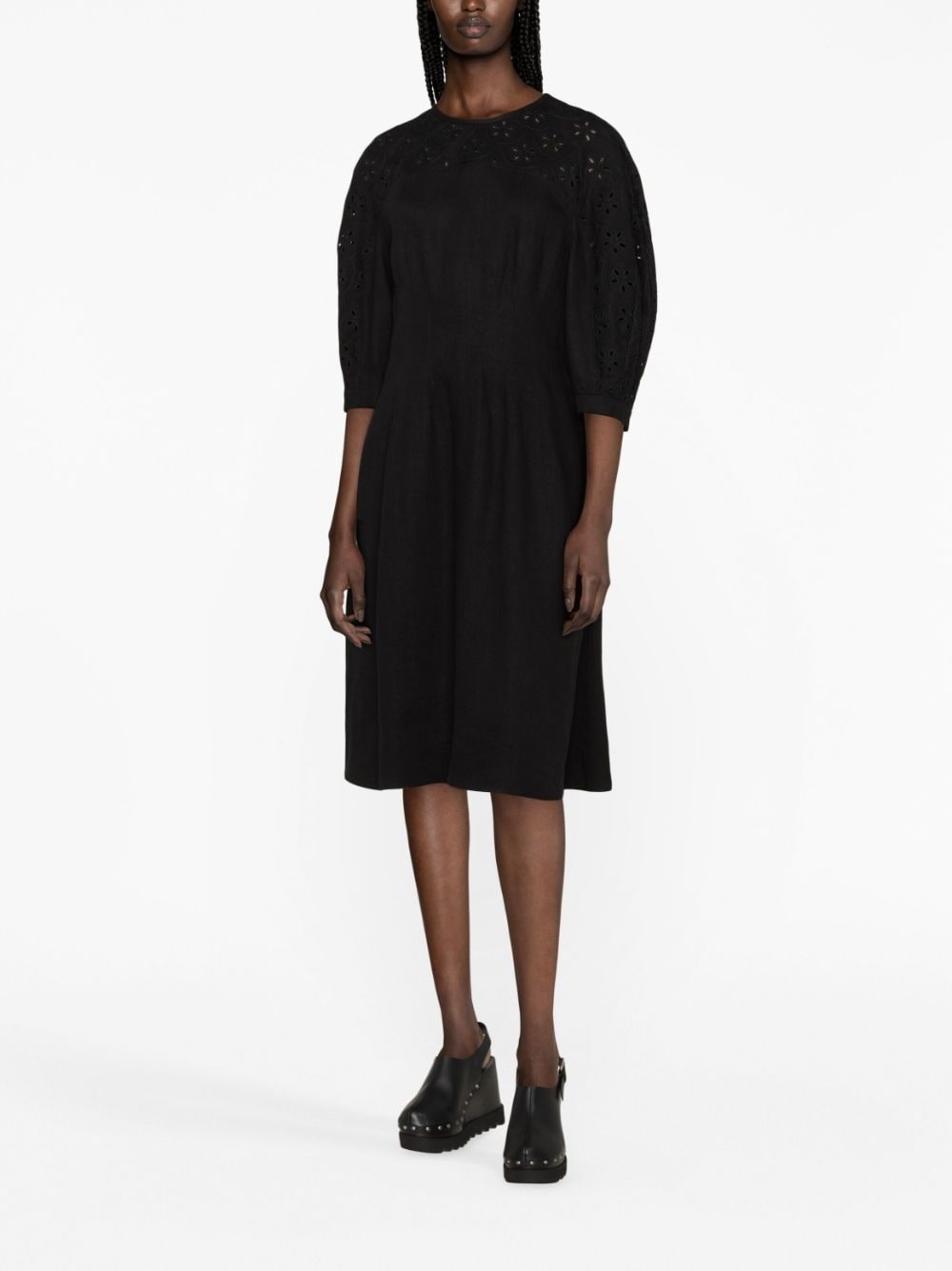 balloon-sleeve linen dress - 2
