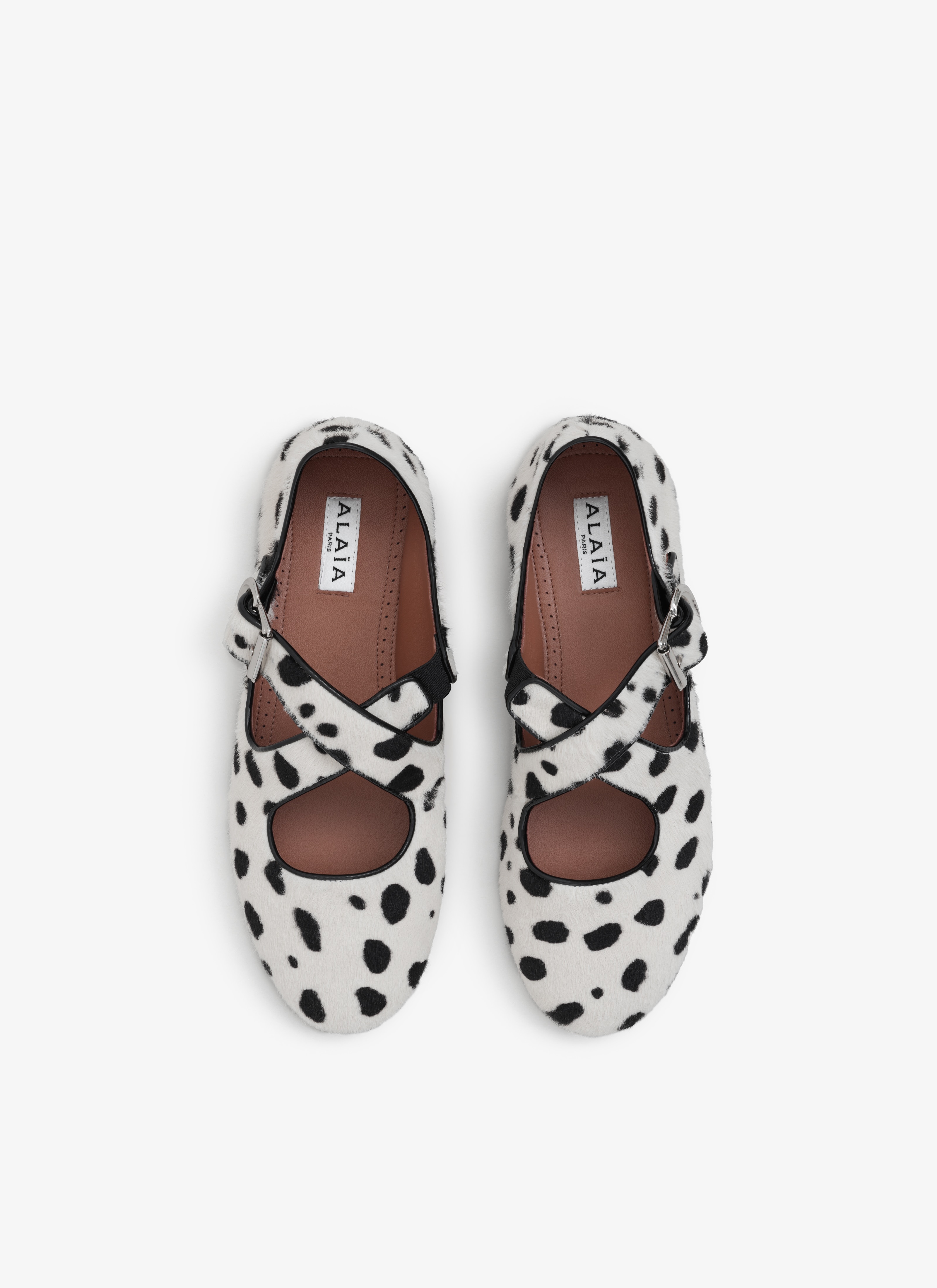 CRISS CROSS BALLET FLATS IN DOTS HAIRCALF - 3
