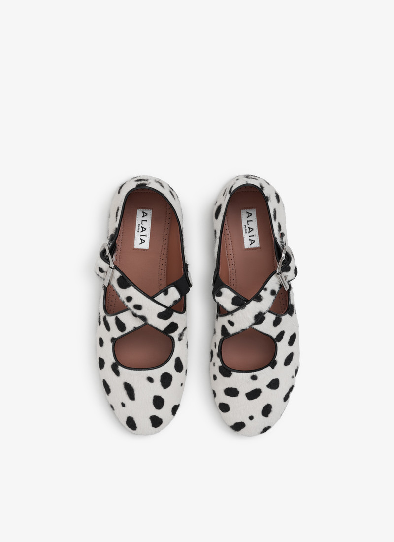 CRISS CROSS BALLET FLATS IN DOTS HAIRCALF 3