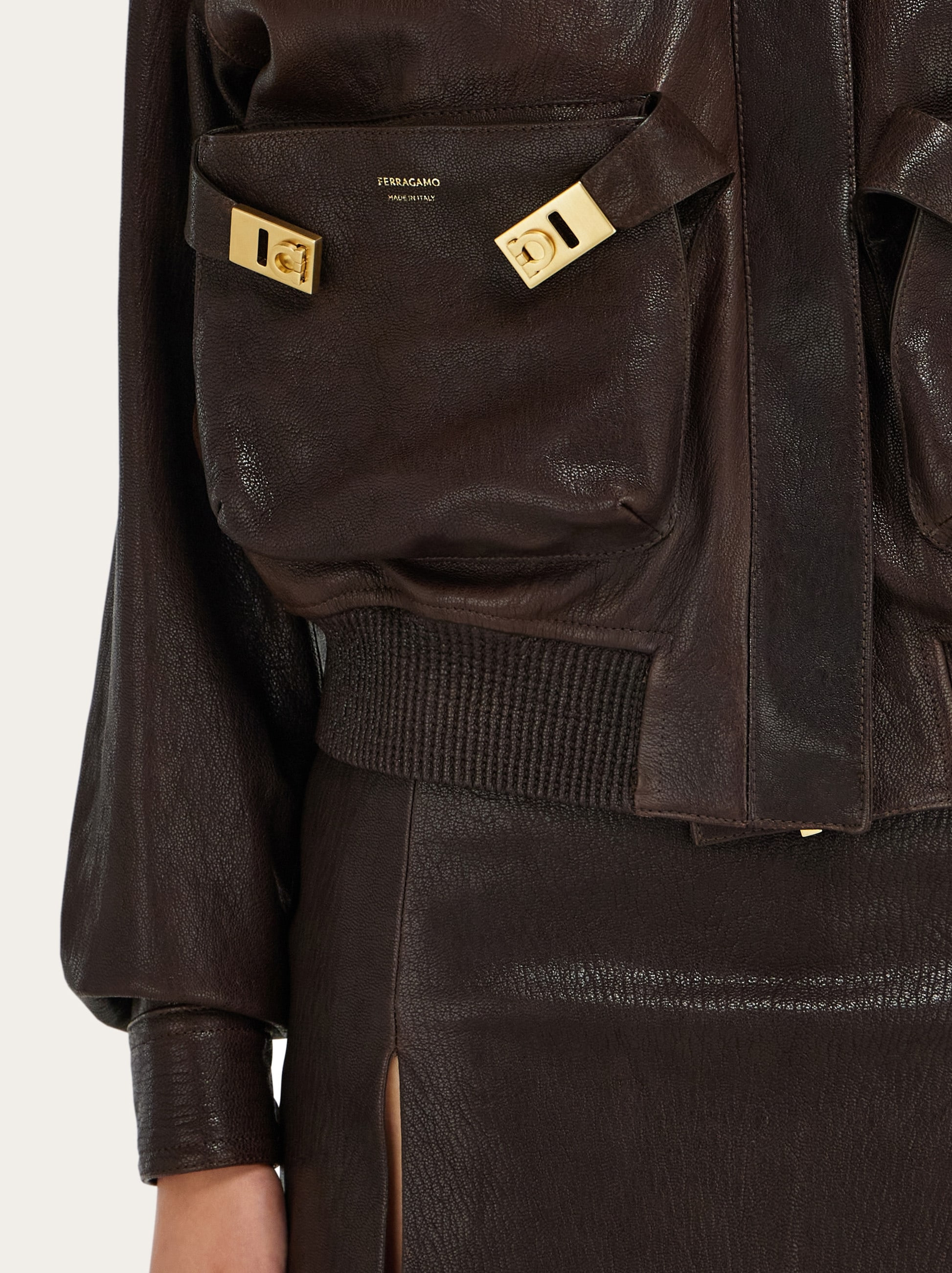 Leather bomber jacket - 5