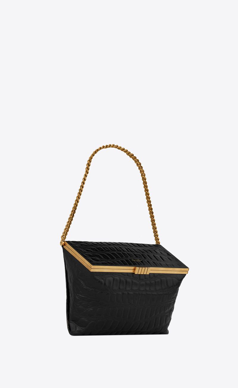 fanny medium chain bag in crocodile-embossed lacquered leather 5