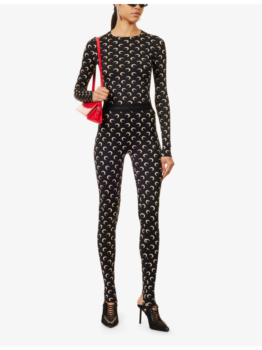 Moon-print stirrup-cuff recycled stretch-jersey leggings - 2