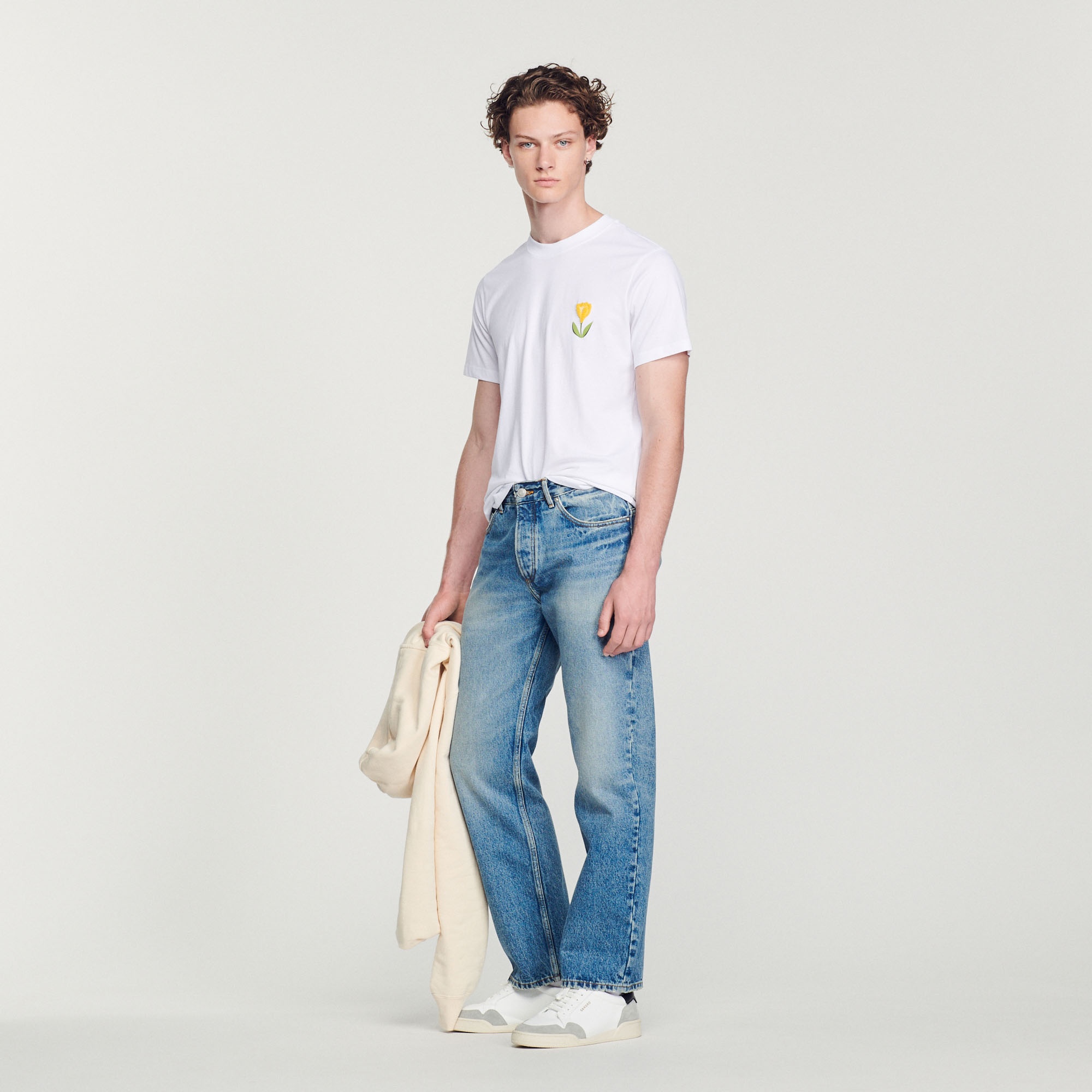 Cotton T-shirt with tulip embroidery - 2