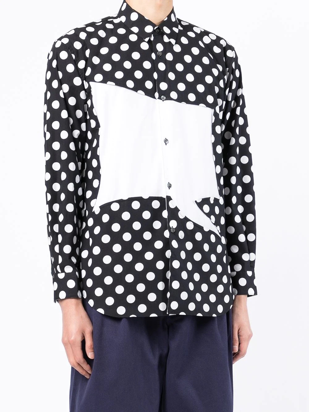 polka-dot panelled shirt - 3