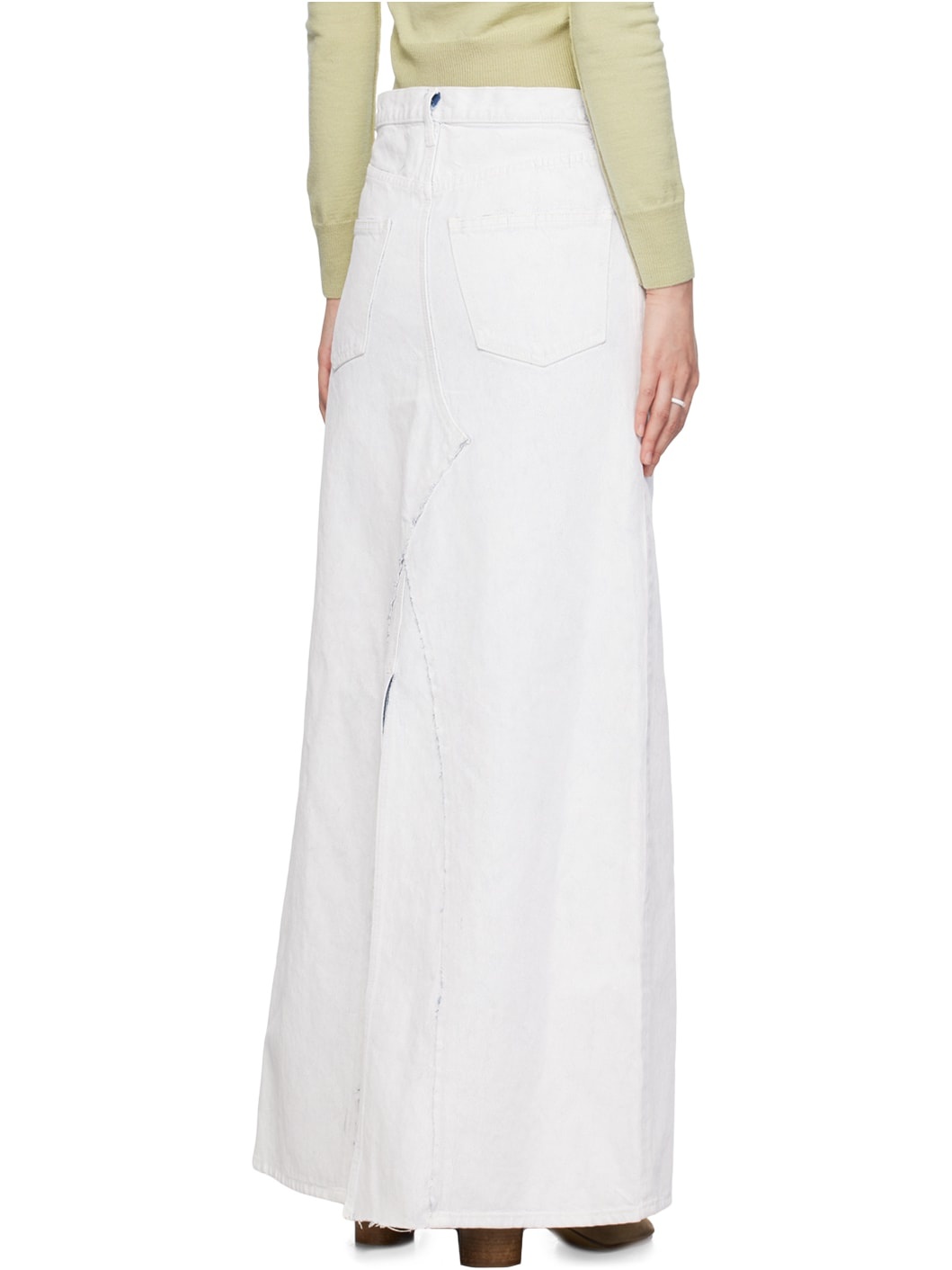 White Painted Denim Maxi Skirt - 3