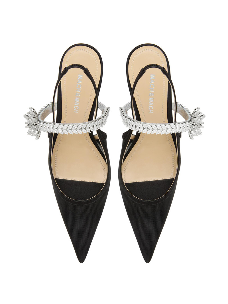 Women's Lotus Flower 85MM Mesh Slingback Pumps - Black 4