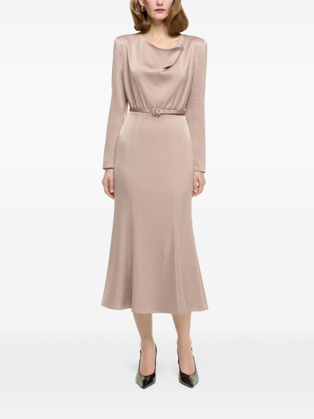 cowl-neck midi dress - 2