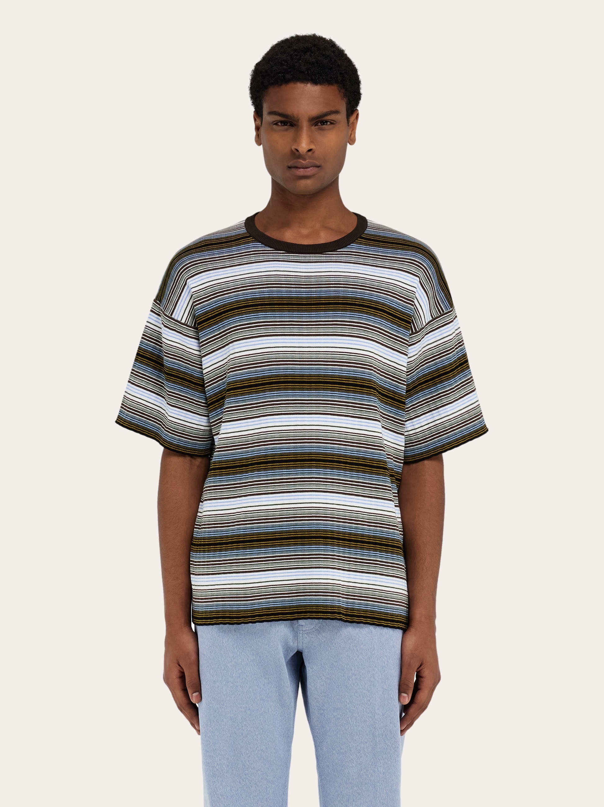Short sleeved striped polo shirt - 2