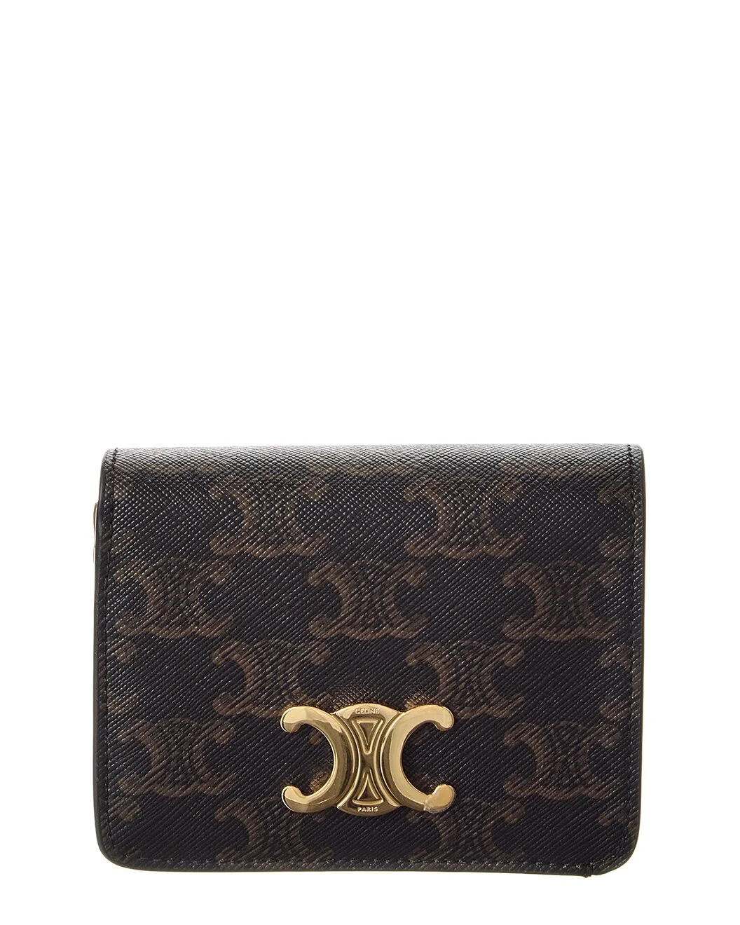 CELINE Triomphe Canvas & Leather Compact Wallet - 1