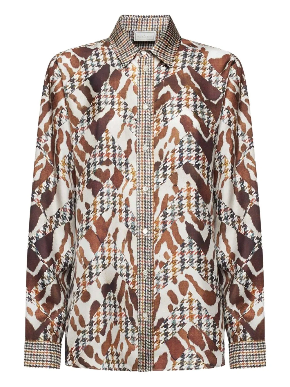 houndstooth-print silk shirt - 1