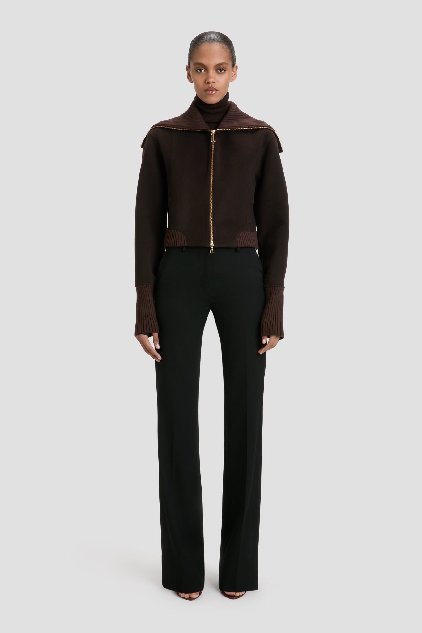 Double Faced Bomber Jacket In Dark Chocolate - 2