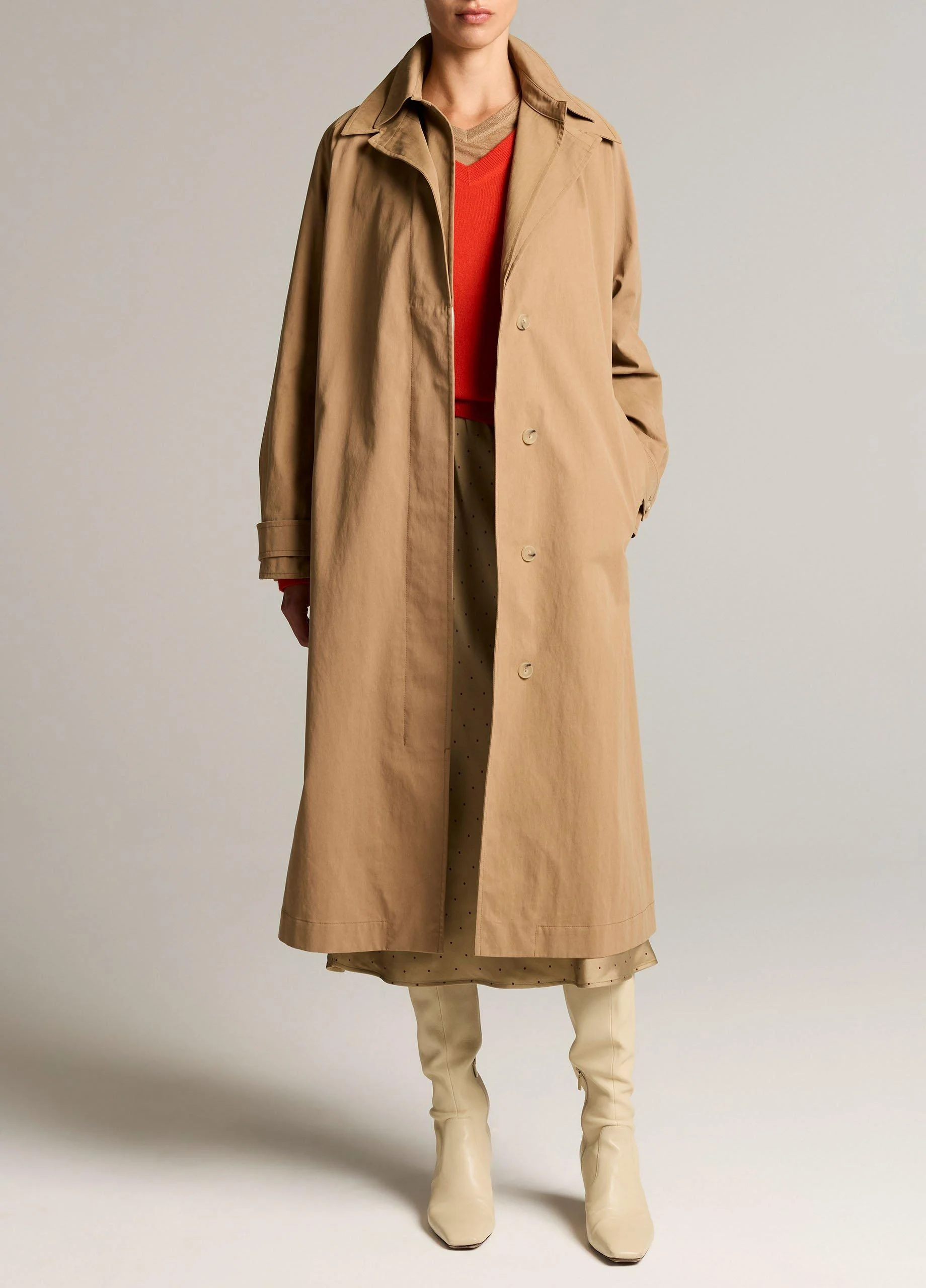 Double-Collar Cotton-Blend Trench Coat - 1