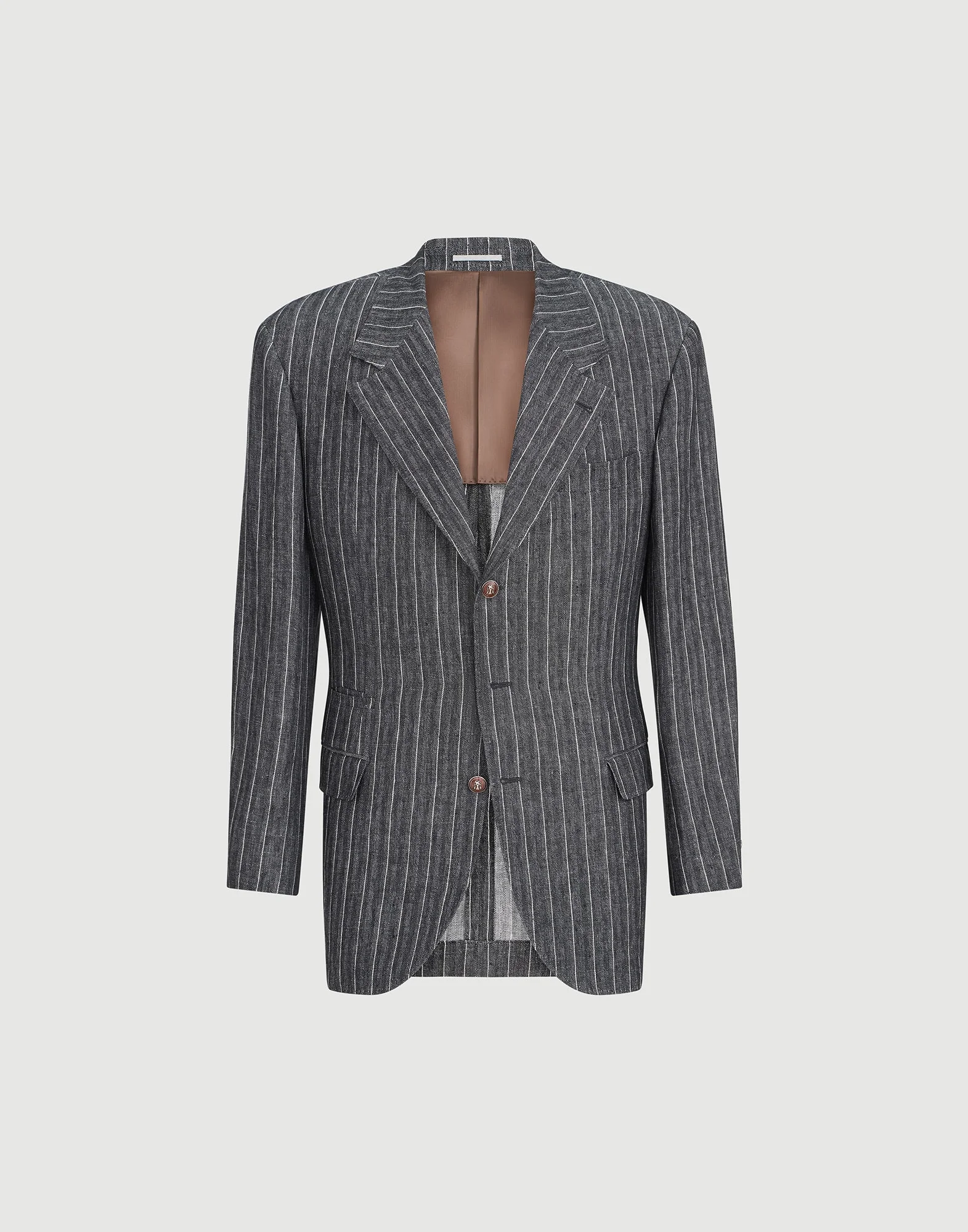 Linen chalk stripe chevron Tailor blazer with metal buttons - 1