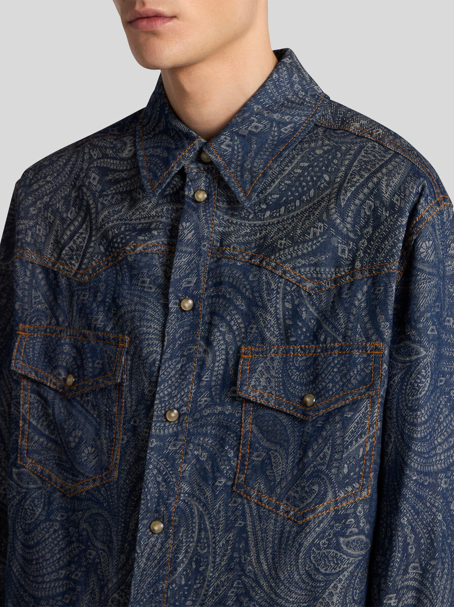 JACQUARD DENIM OVERSHIRT - 3
