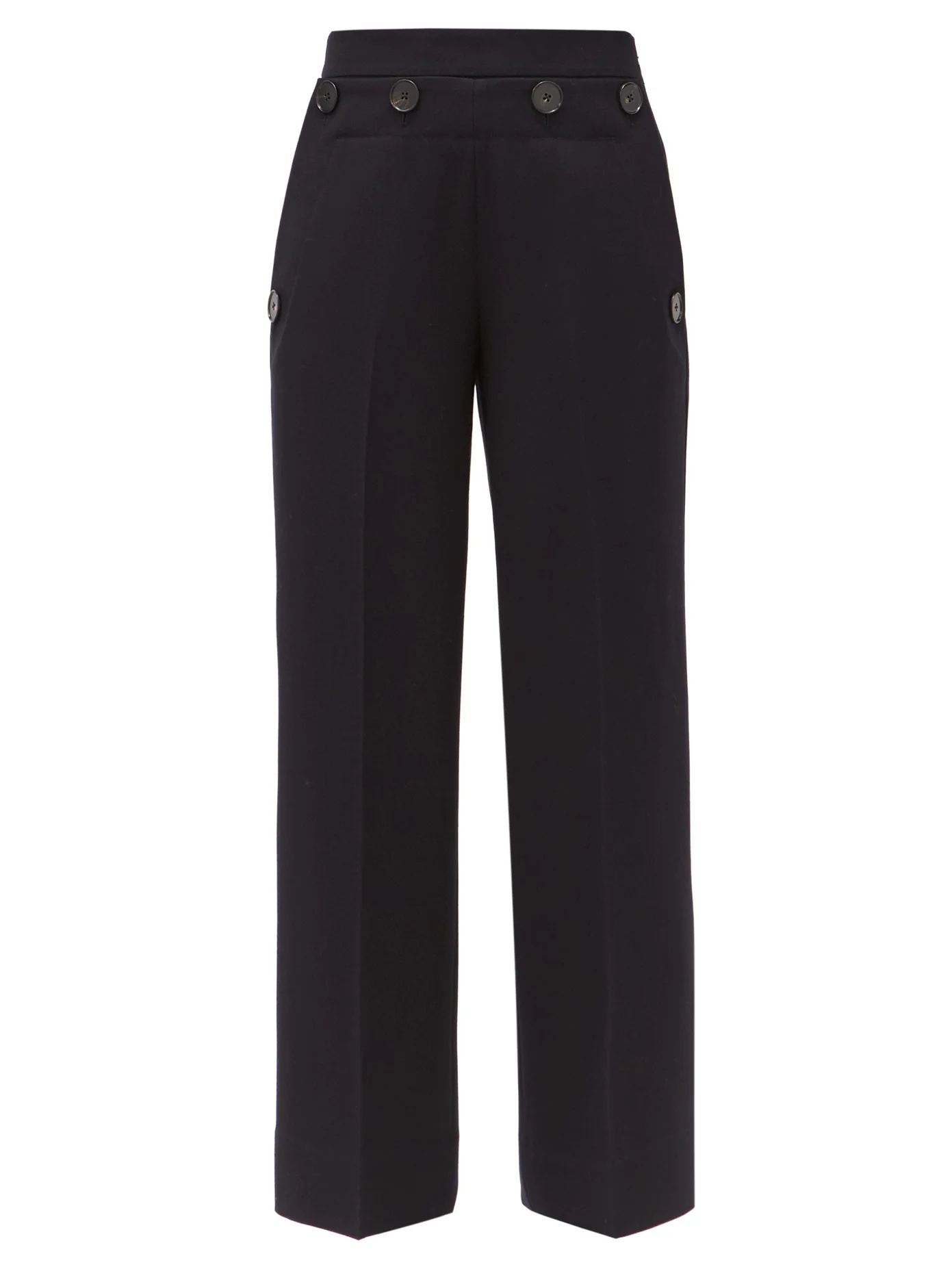 Wide-leg button-panel wool trousers - 1