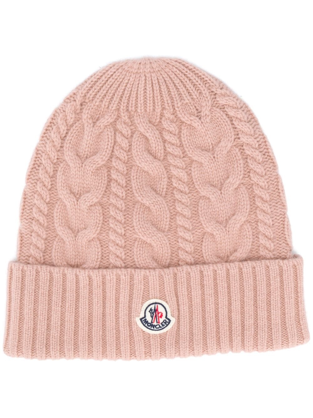 knitted logo patch beanie - 1