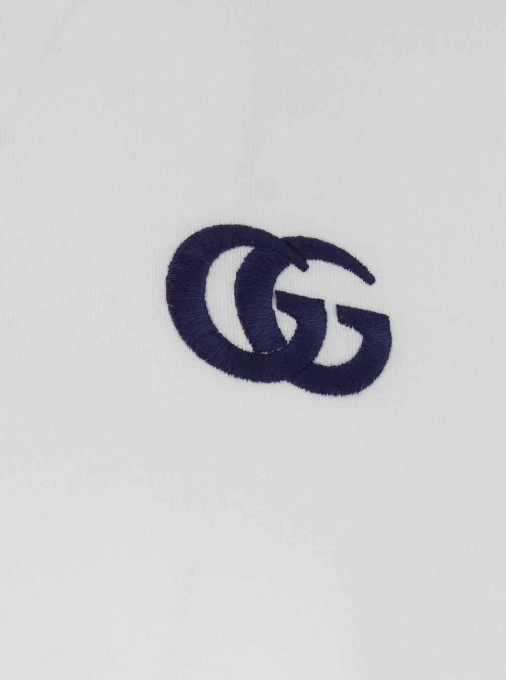 Gucci Men White Crewneck T-Shirt With Double G Logo Embroidery On The Front In Cotton Man - 3