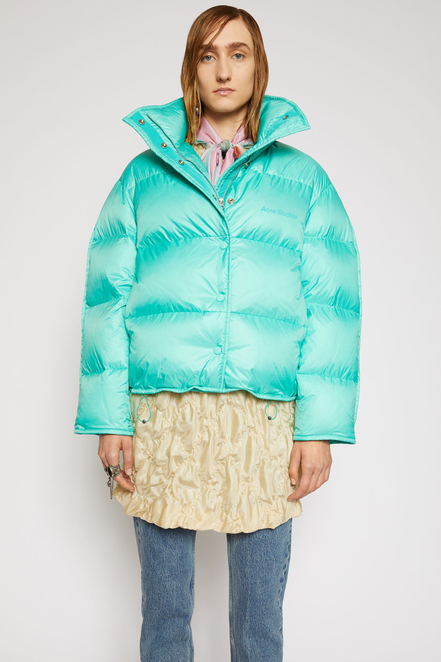 Cropped down jacket turquoise blue - 5