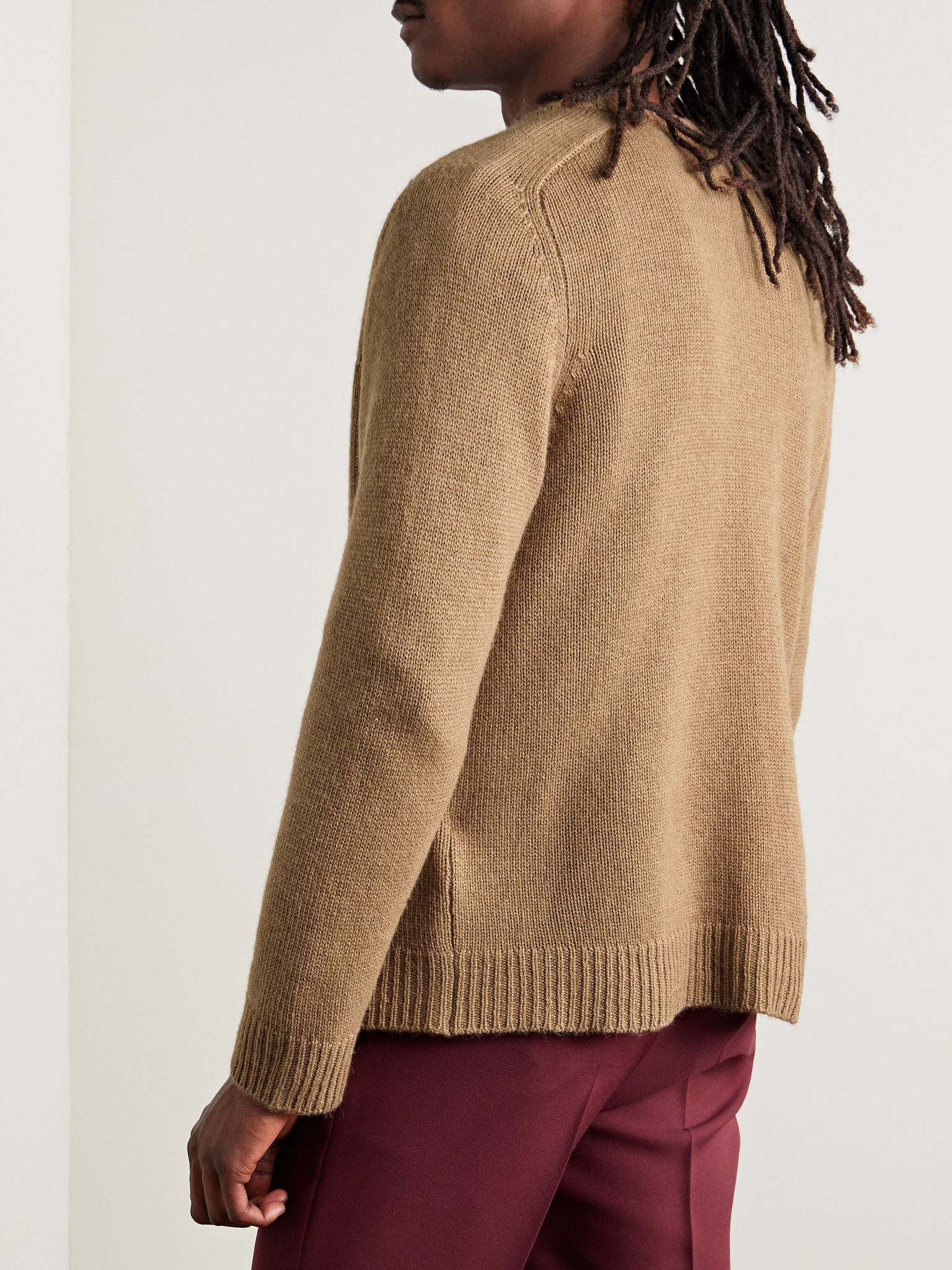 Cable-Knit Wool Cardigan Camel - 3