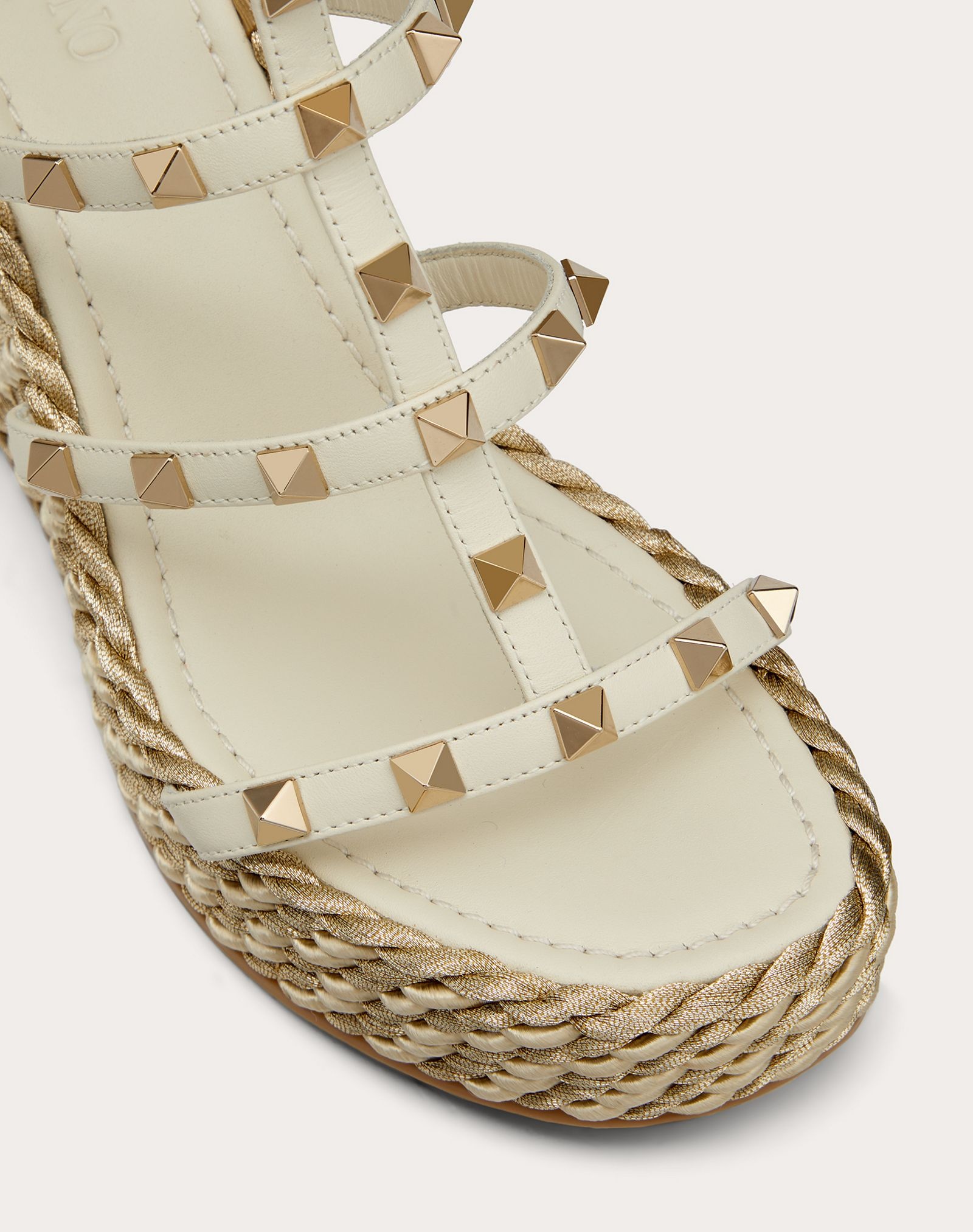 Rockstud Calfskin Wedge Sandal with Straps 95 mm - 5