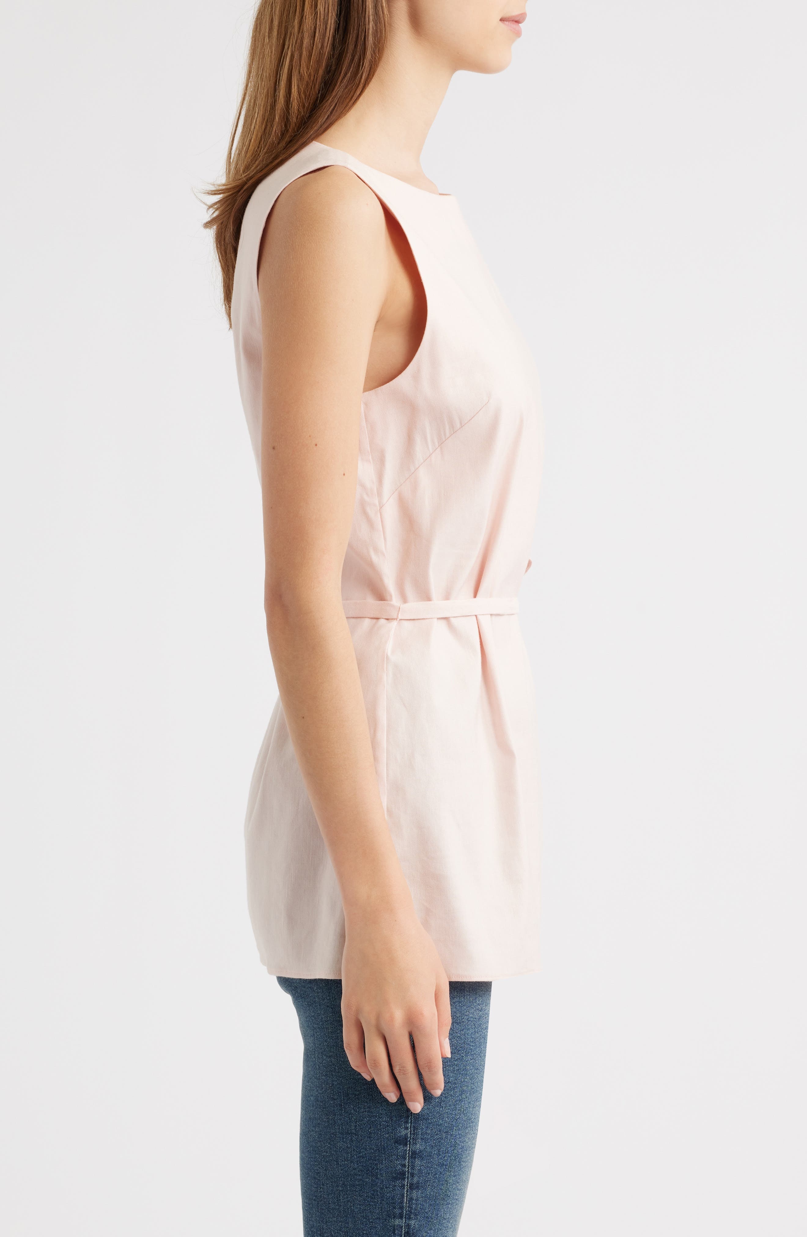 rag & bone Holland Tie Waist Linen Blend Tunic Top in Rose at Nordstrom - 3
