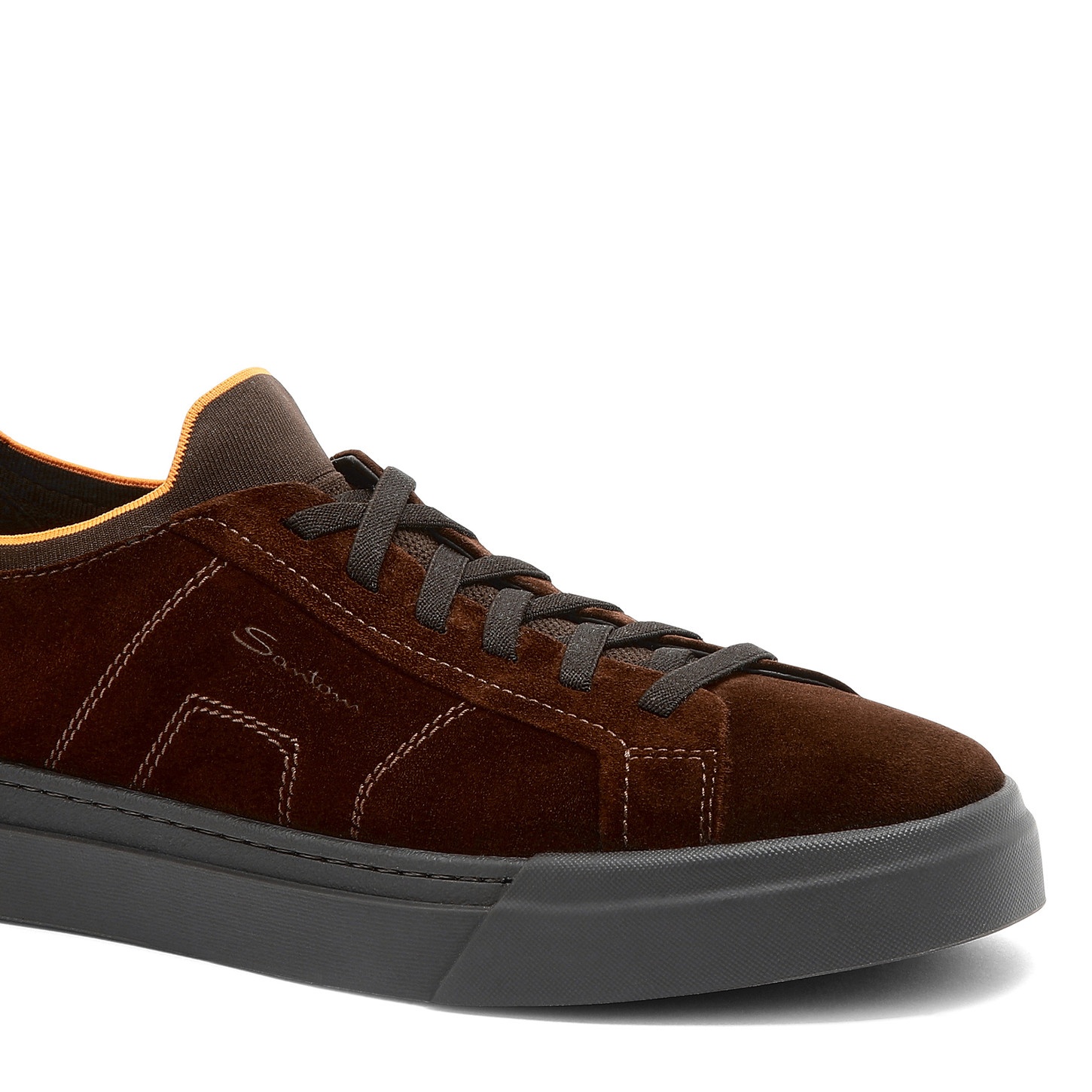 Men's dark brown suede and leather slip-on sneaker - 5