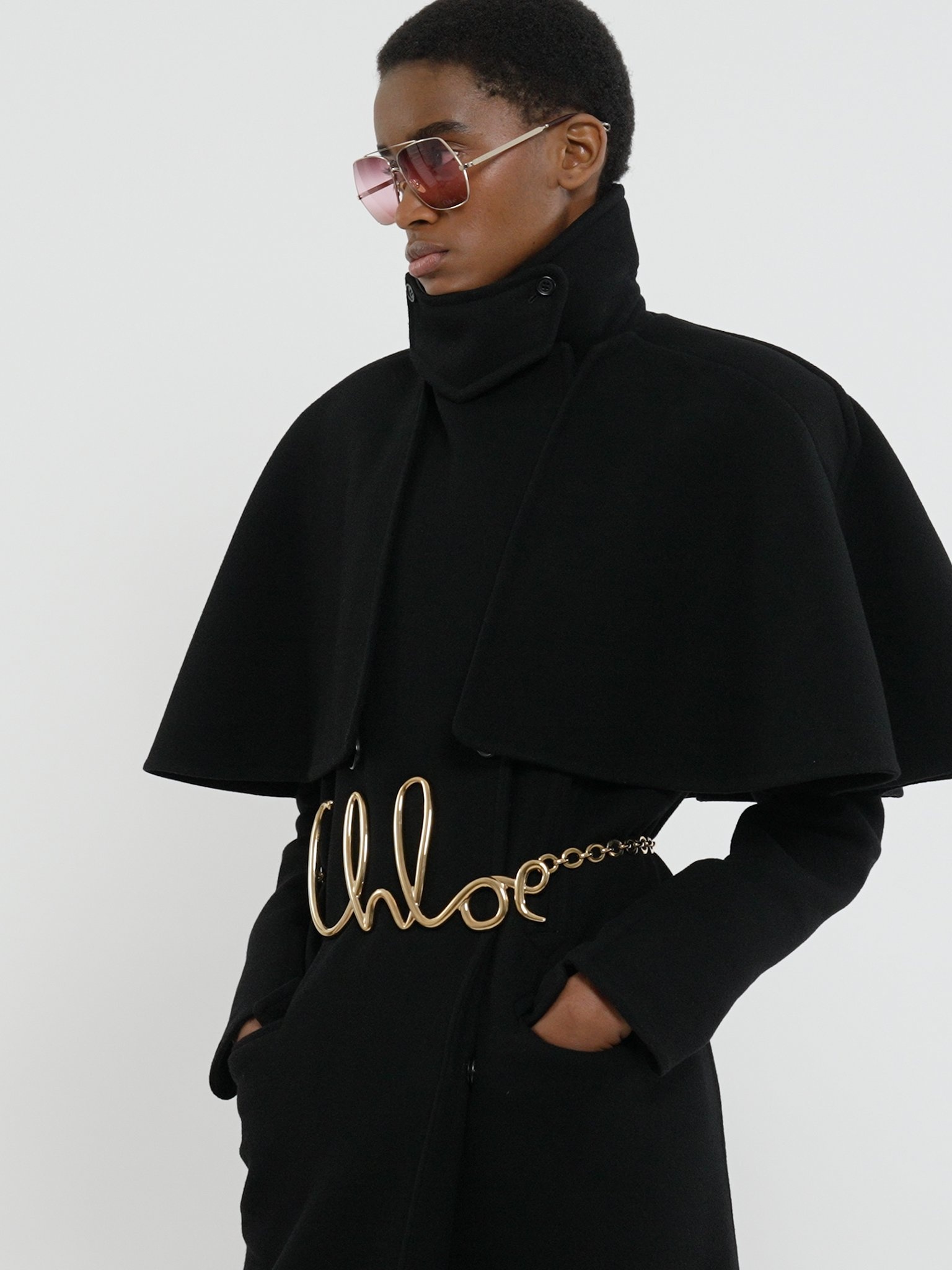 LONG COAT IN DOUBLE-FACE WOOL WITH CAPE - 5