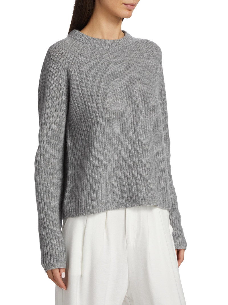 Women's Cashmere Fisherman Sweater - Heather Grey 4