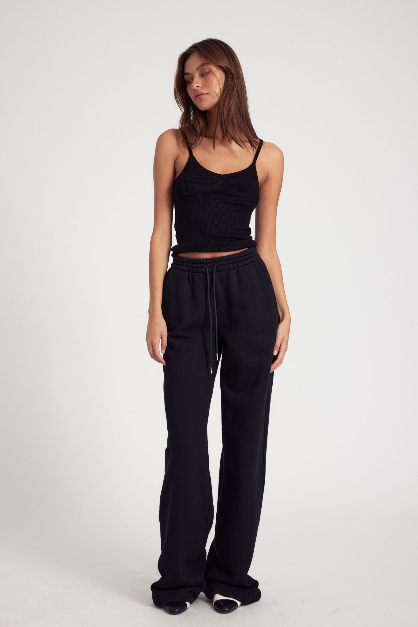 BLACK COTTON BAGGY SWEATPANTS - 2