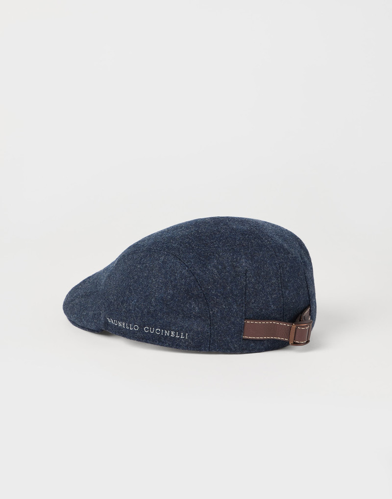 Brunello Cucinelli Virgin wool flannel flat cap with embroidery outlook