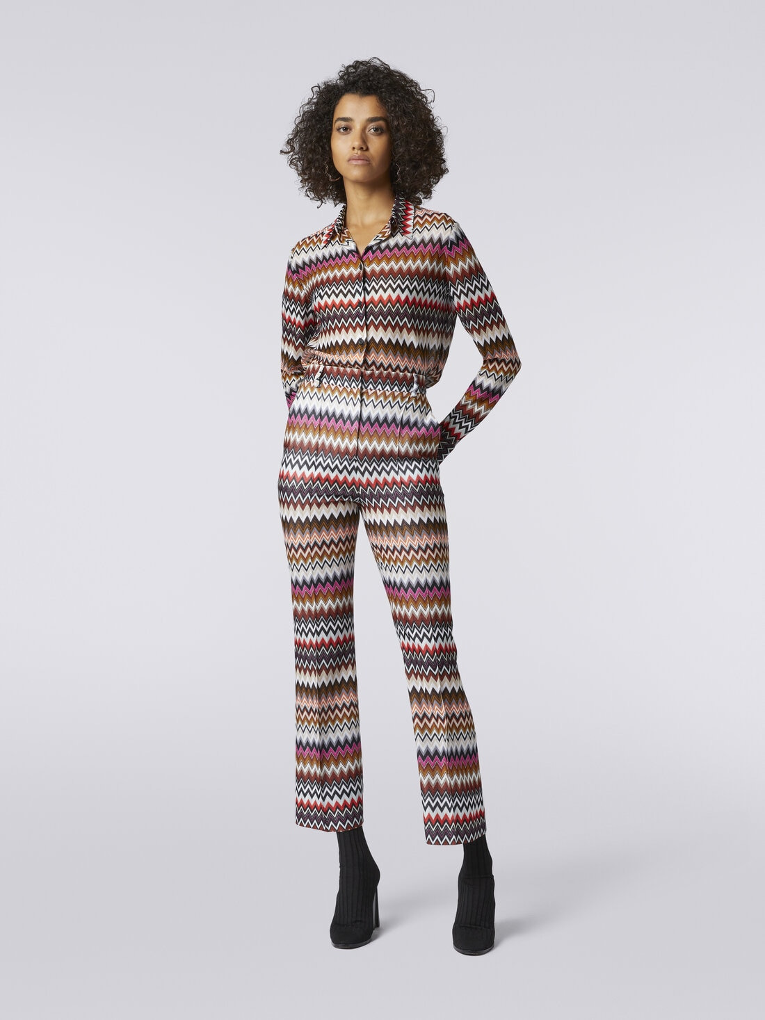 Flared zigzag viscose trousers - 2