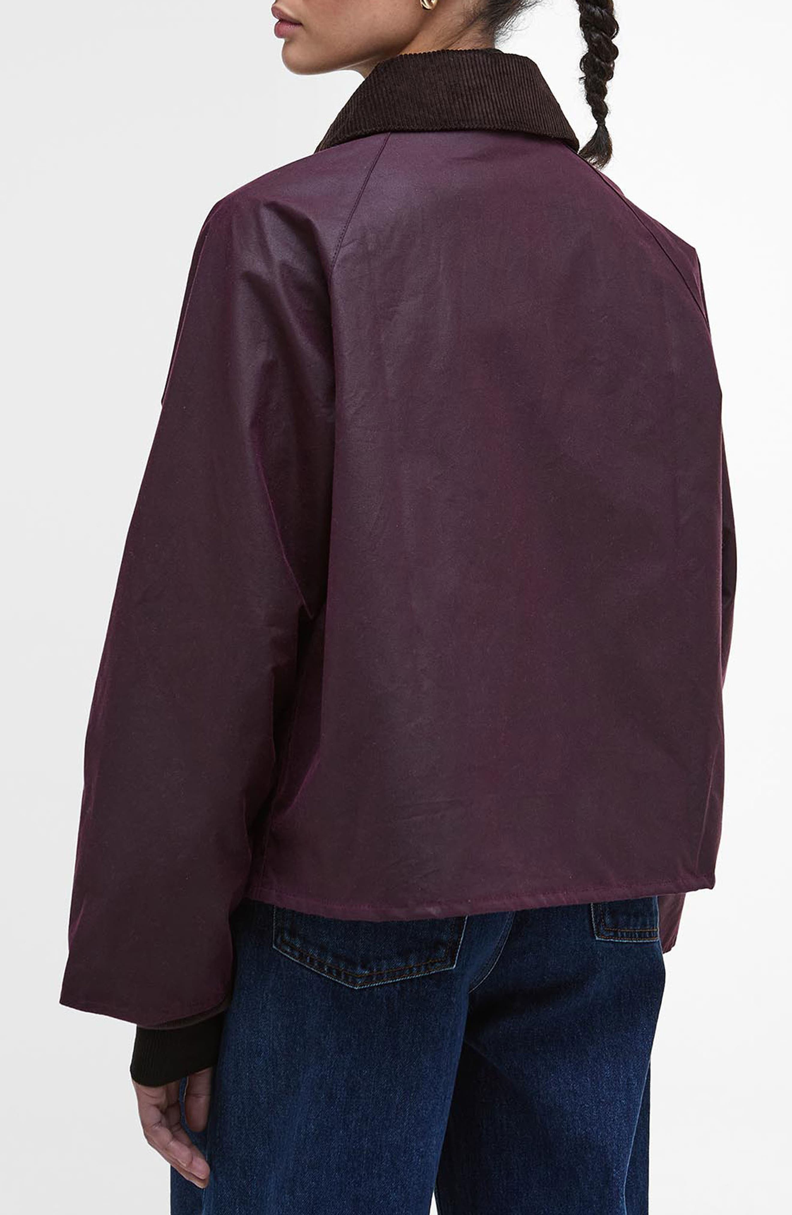 Barbour Arlene Water Repellent Waxed Jacket in Merlot/Muted Tartan at Nordstrom - 2