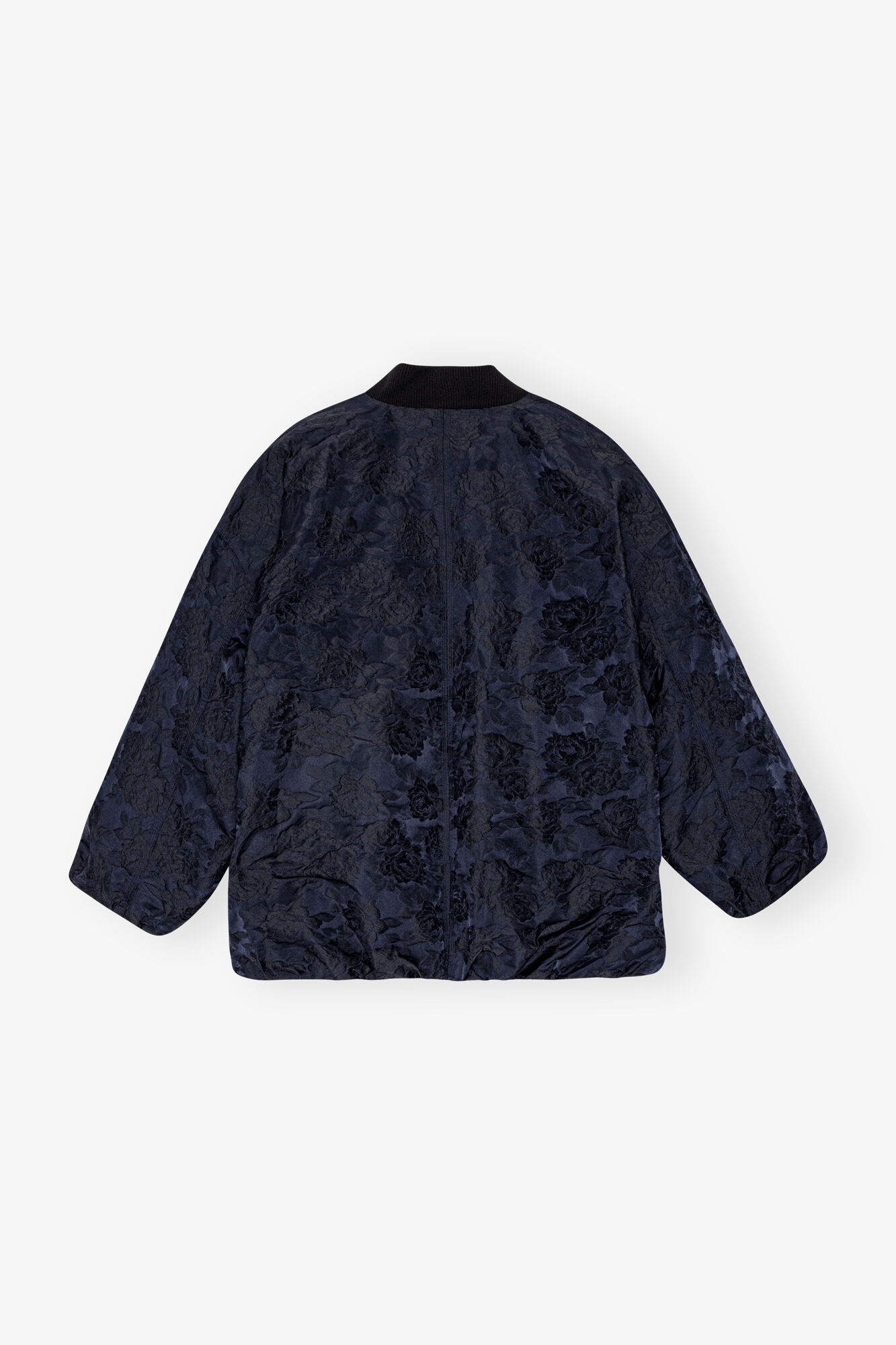 NAVY BLUE BOTANICAL JACQUARD BOMBER JACKET - 6