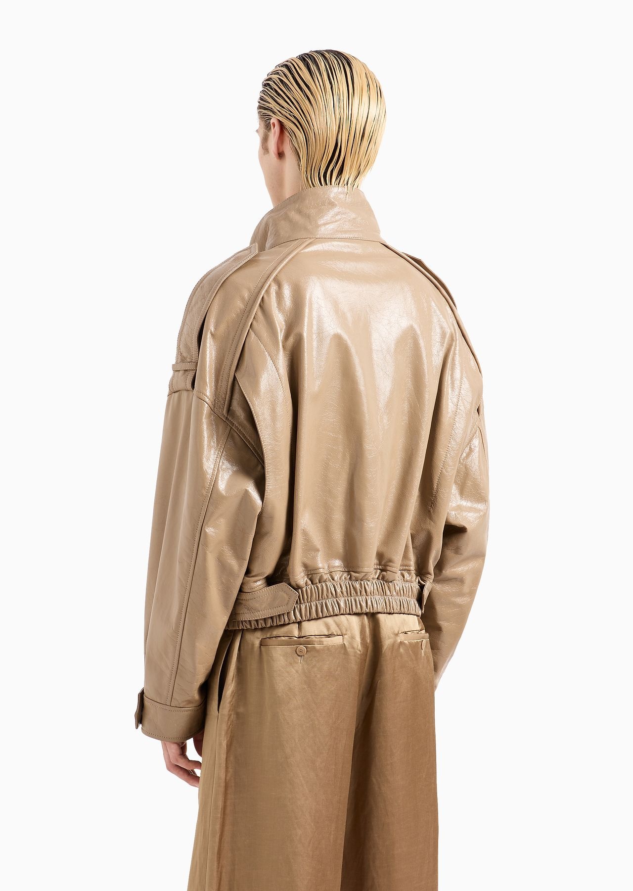 Oversized-fit blouson in lacquered nappa lambskin - 3