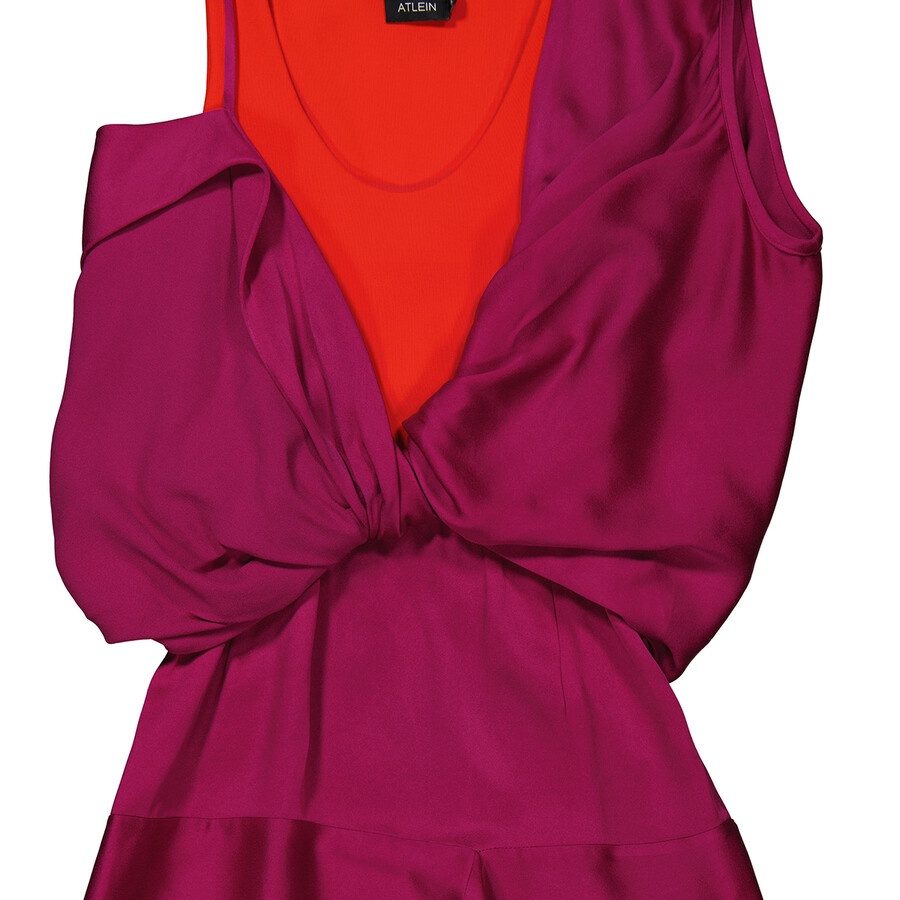 Atlein Ladies Purple Draped Satin And Crepe Dress - 7