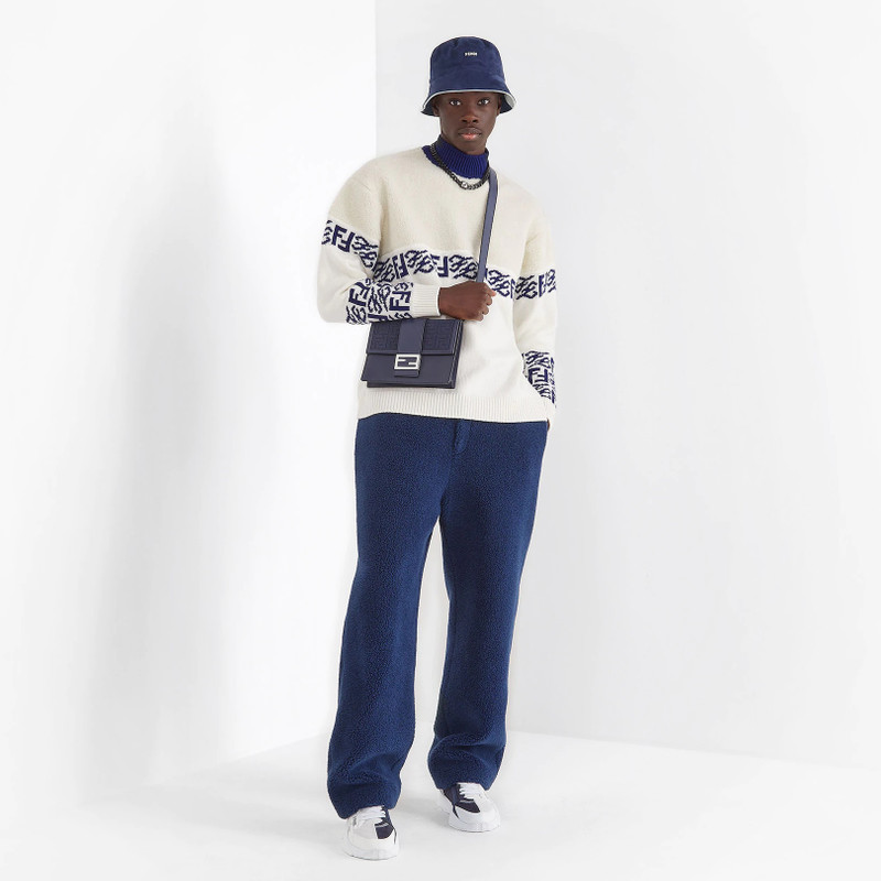 FENDI Blue wool pants outlook