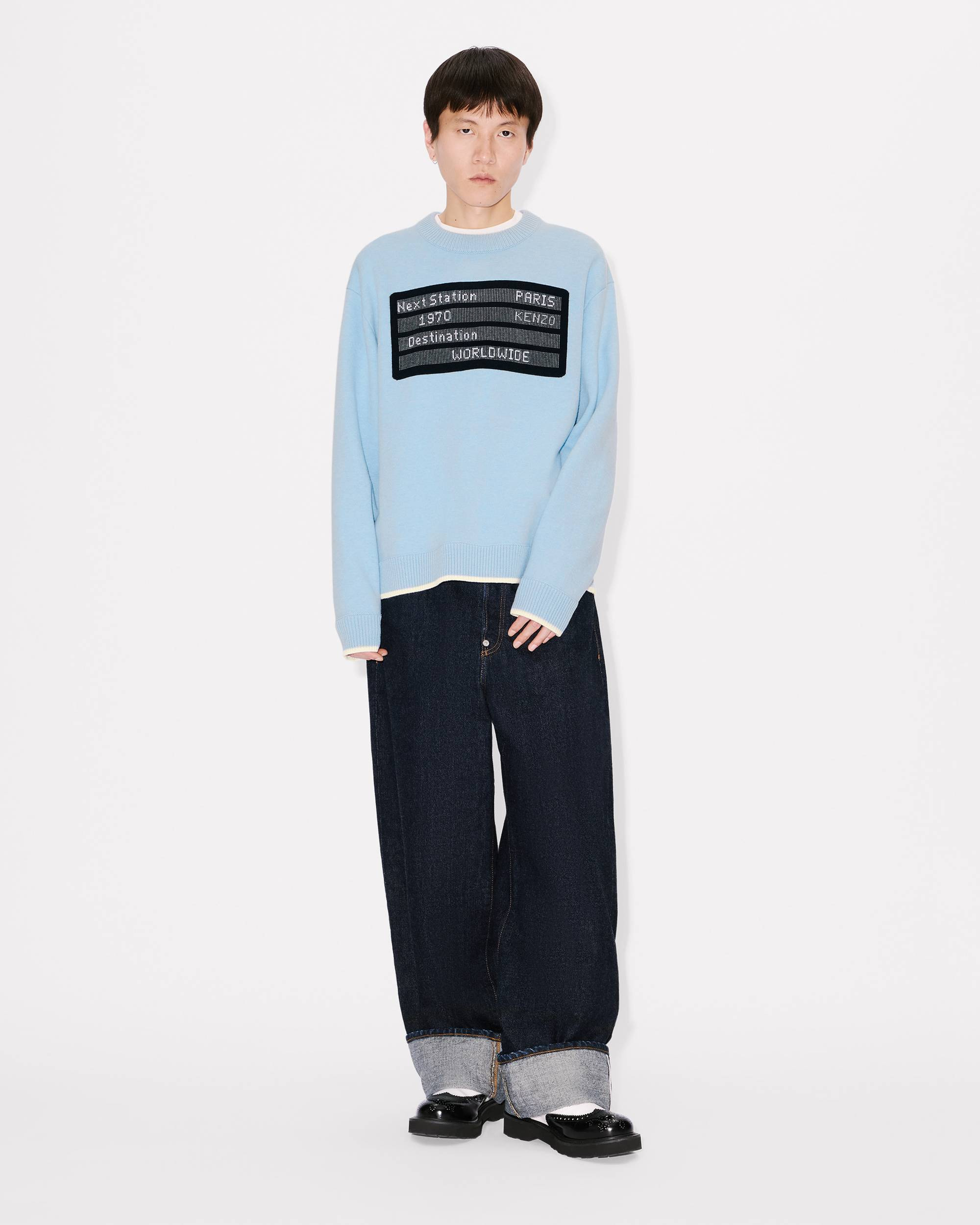 'KENZO City' embroidered jumper in cotton wool - 5