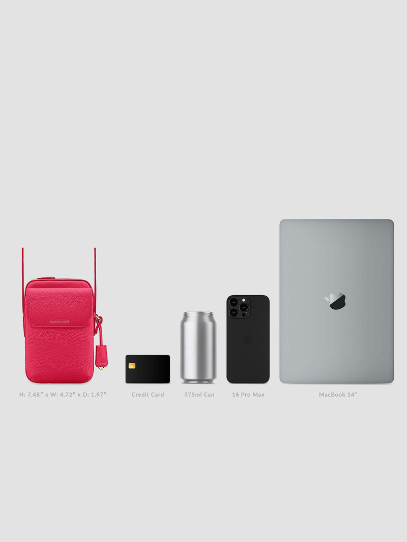 Leather Zip Phone Pouch - Shibuya Fuchsia 9