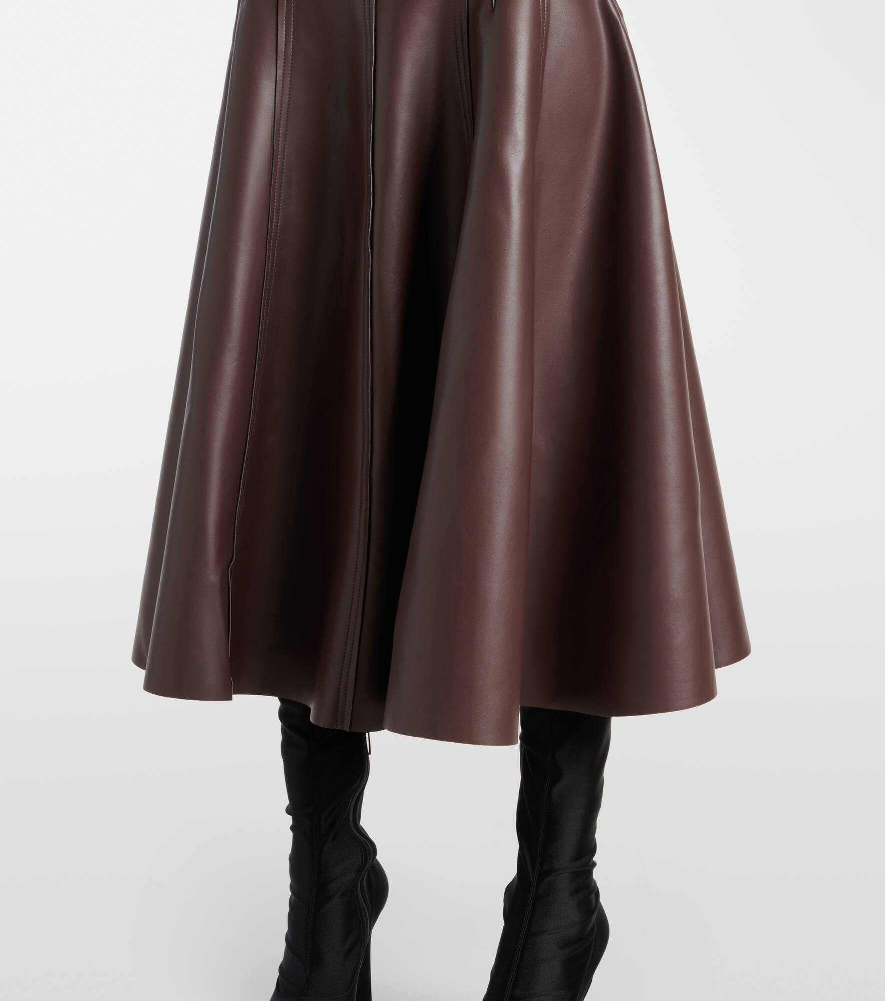 High-rise faux leather midi skirt - 5