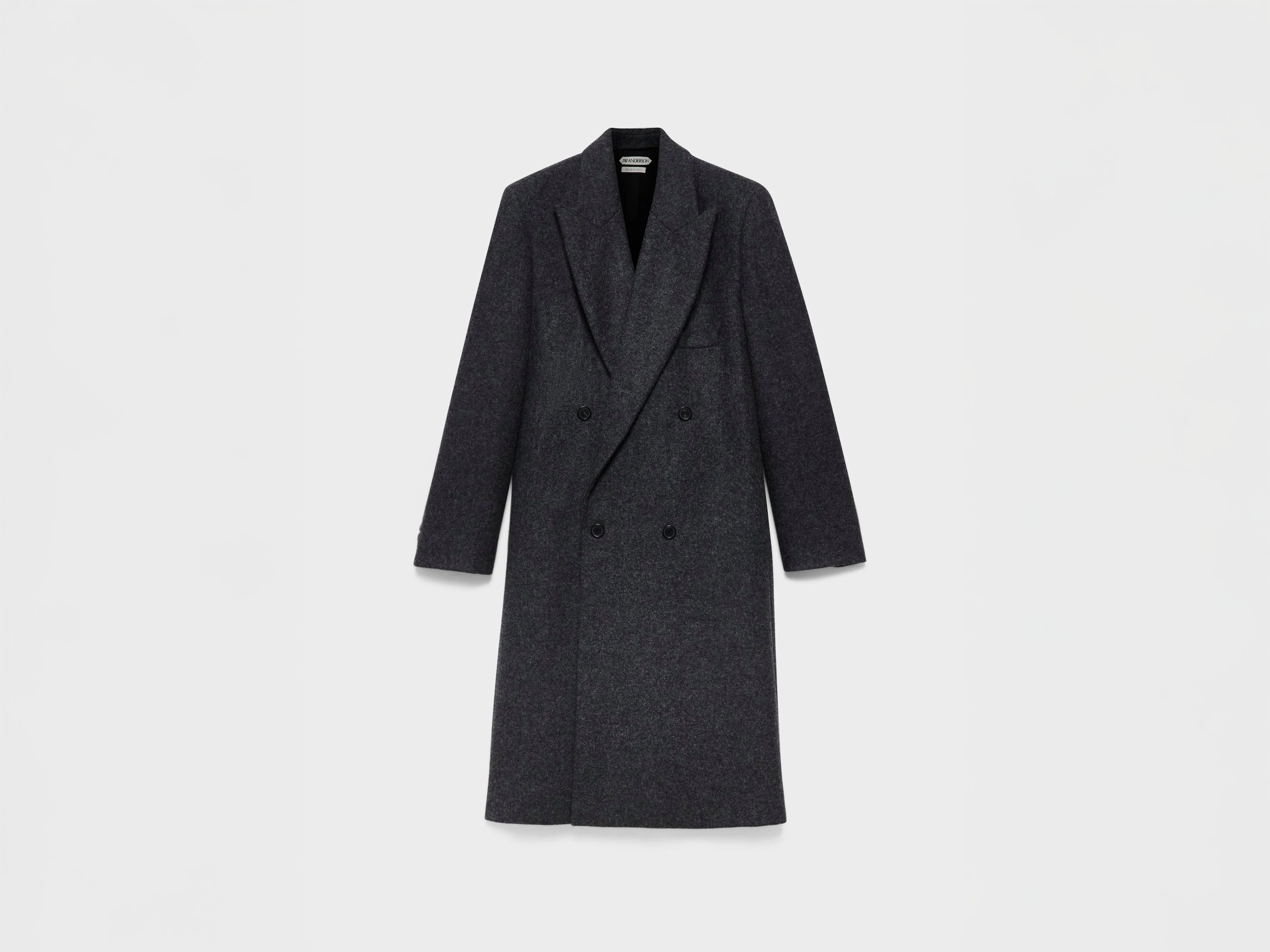 MENS DOUBLE BREASTED CROMBIE COAT IN GREY MELANGE - 1