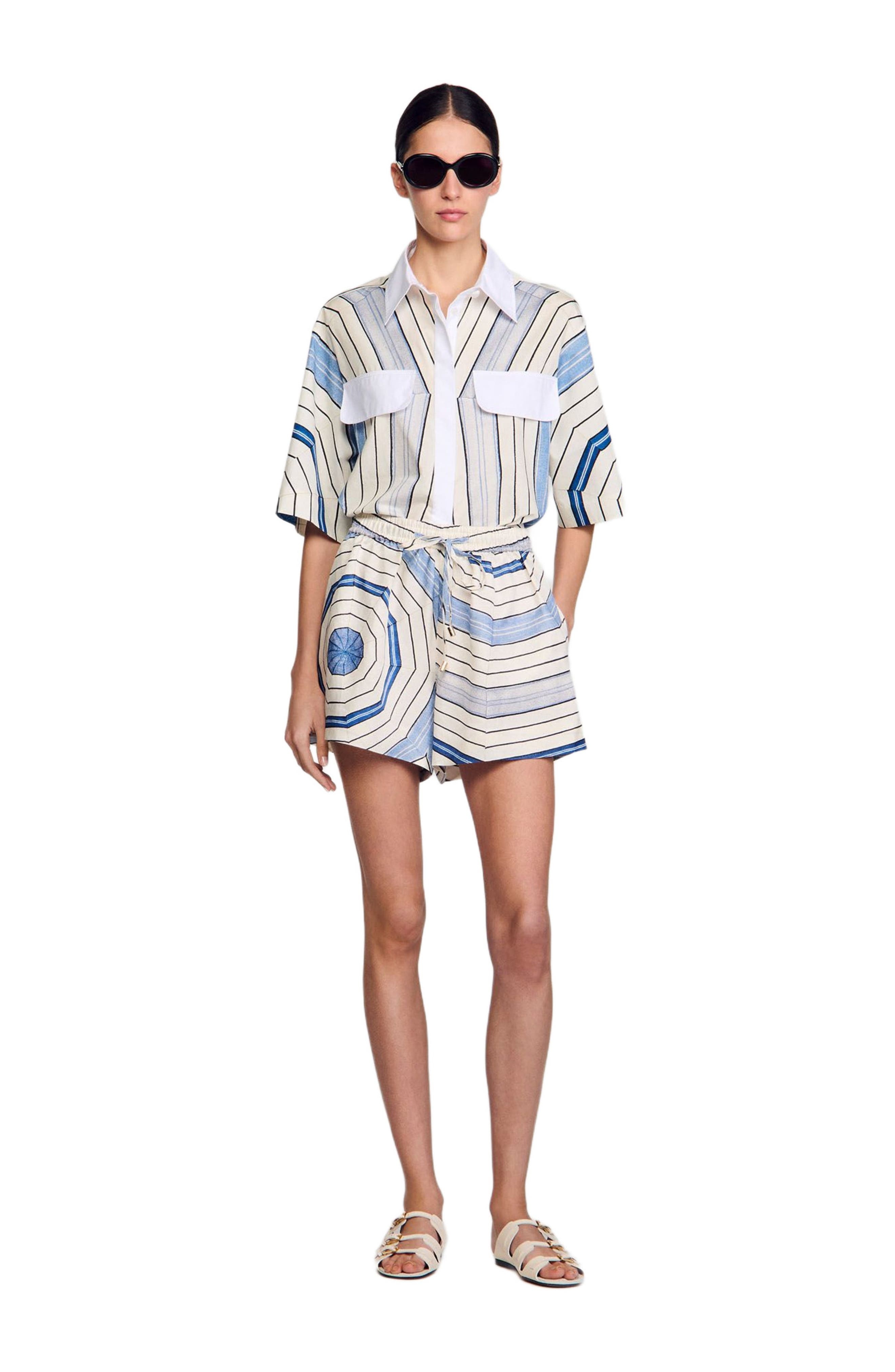 SANDRO Spiral-motif shorts in Sky Blue at Nordstrom - 6