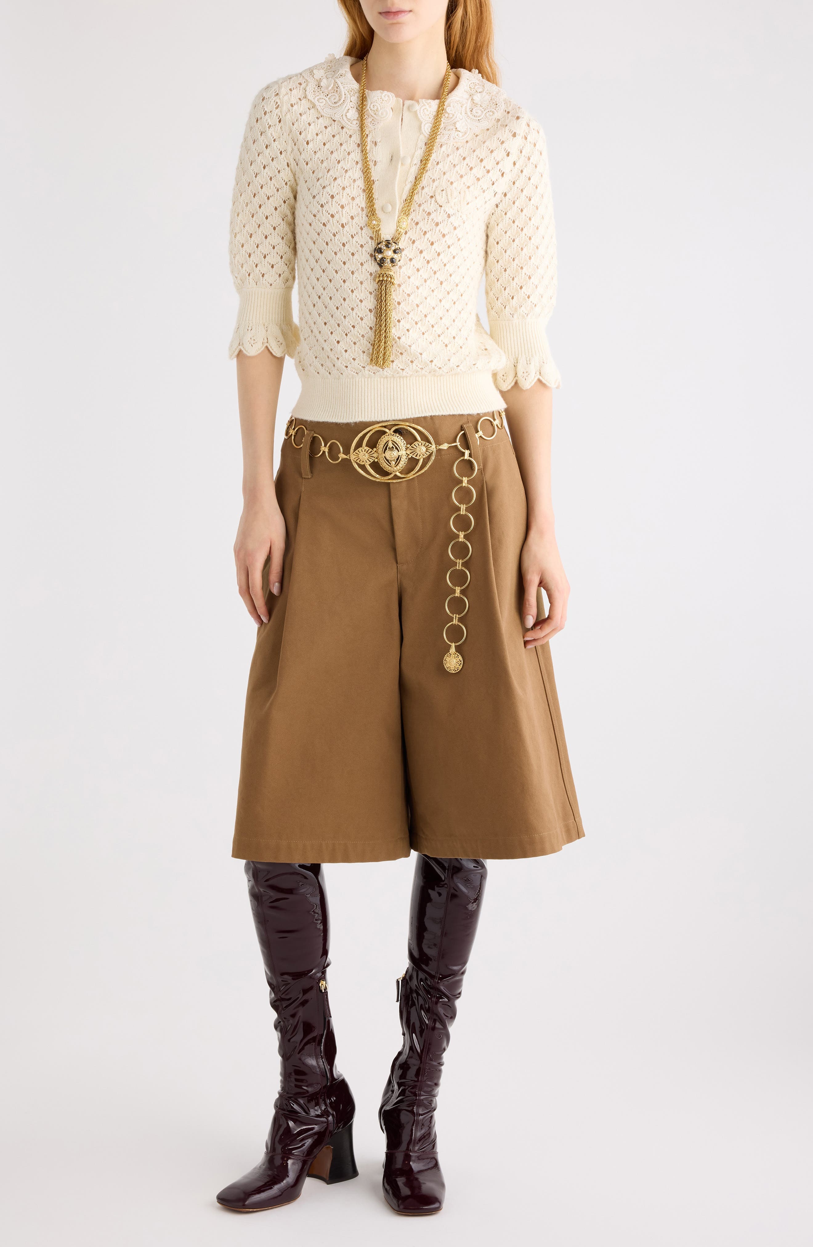 Chloé Pointelle Cotton, Alpaca & Silk Blend Sweater in Iconic Milk at Nordstrom - 2