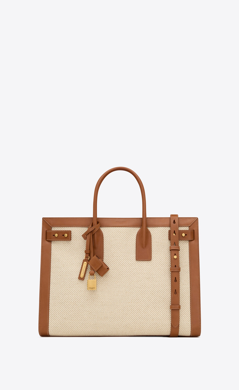 sac de jour thin large in canvas and leather - 1